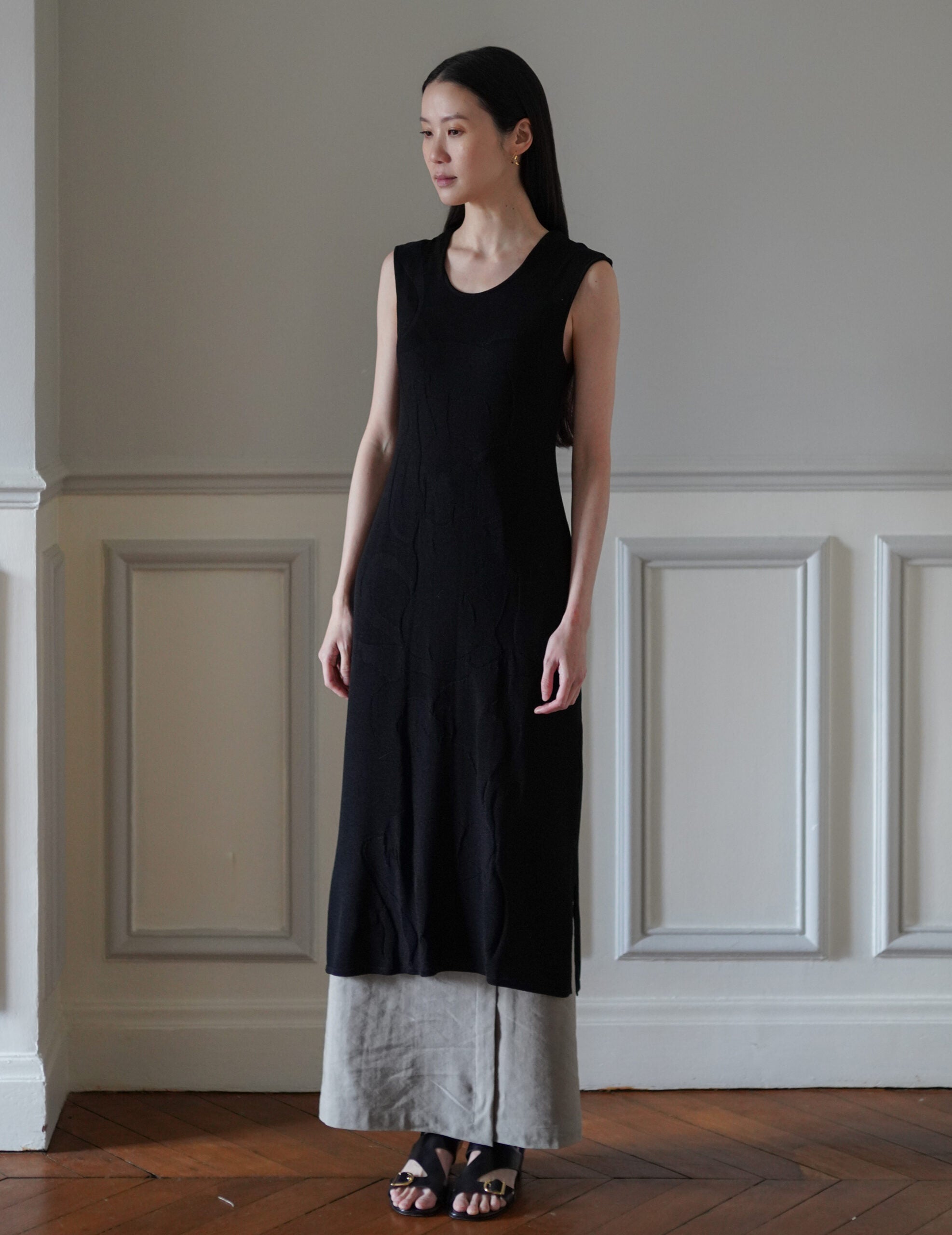 Mame Kurogouchi | Woman Figure Knitted Dress・Black