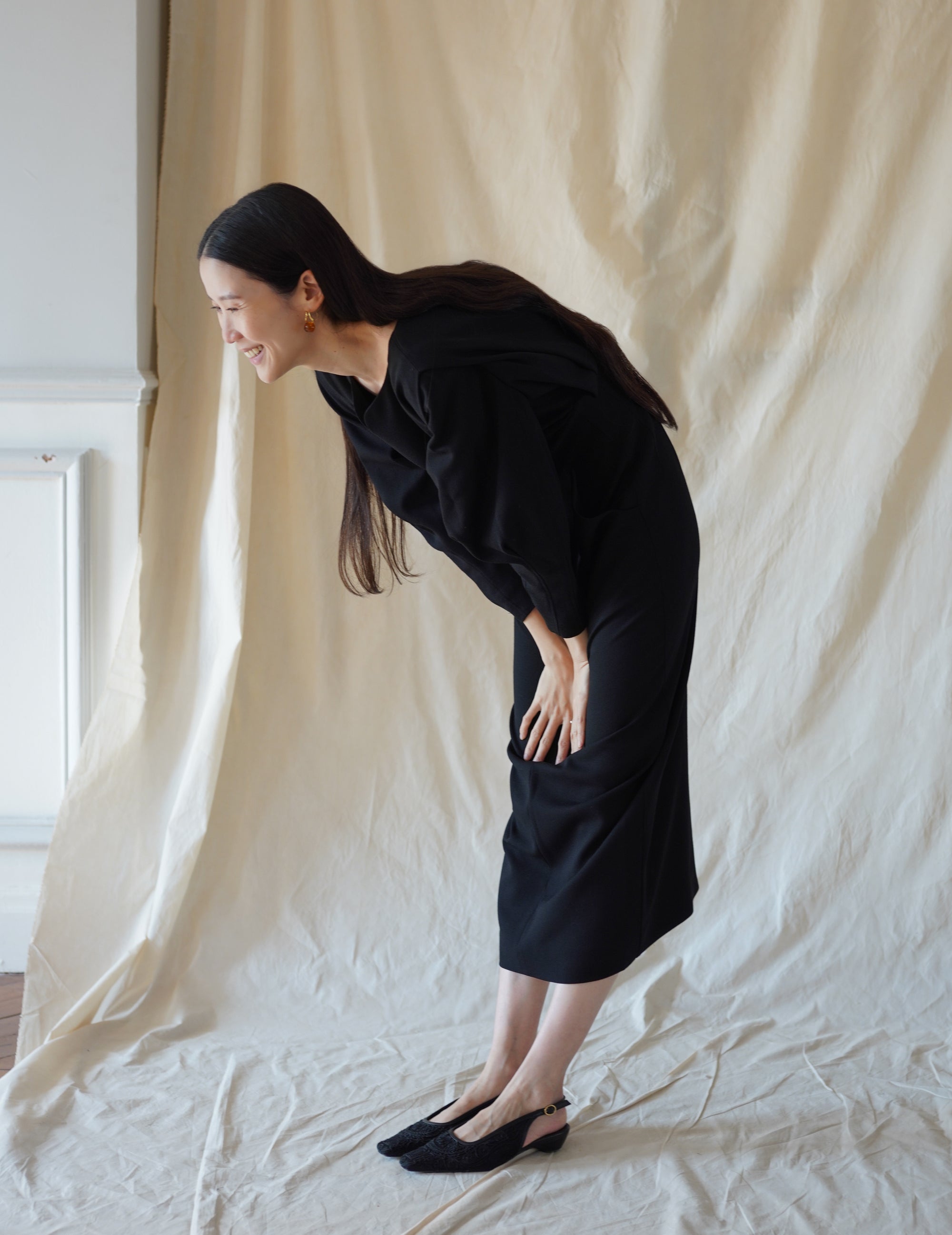 Mame Kurogouchi | Wool Georgette Dress · Black