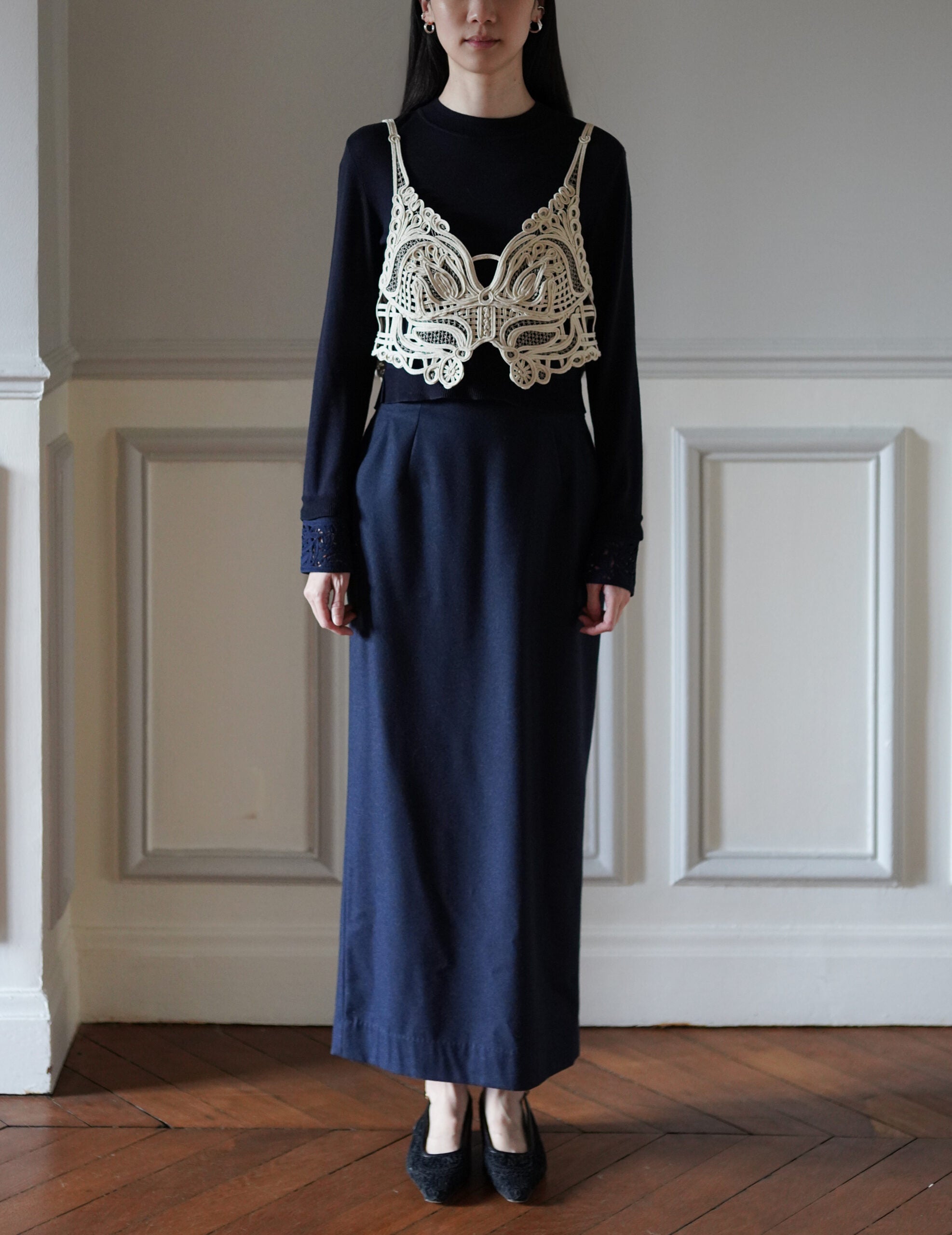 Mame Kurogouchi | Cording Embroidery Vest・Ecru