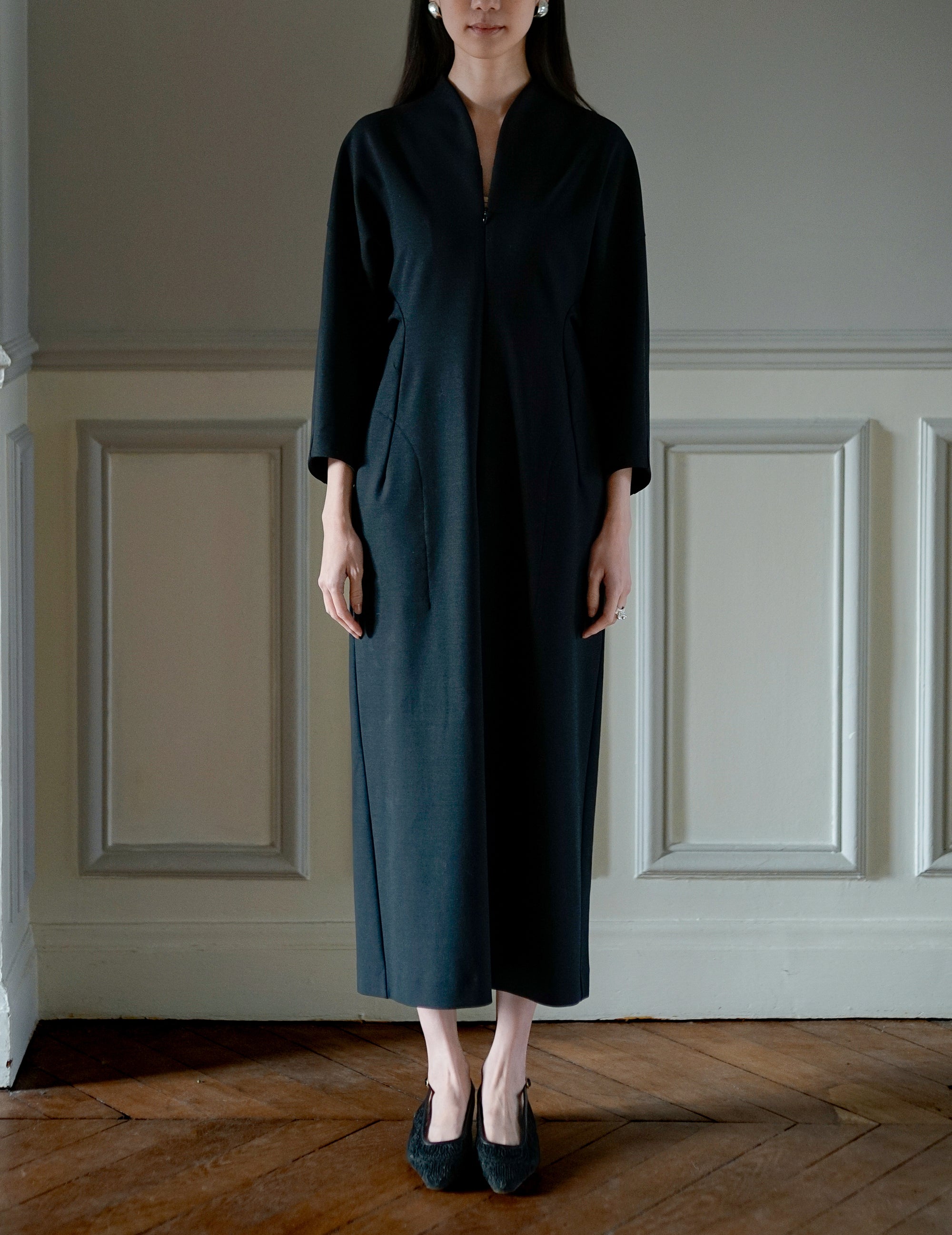 MAME KUROGOUCHI | Double Jersey I-Line Dress・Black