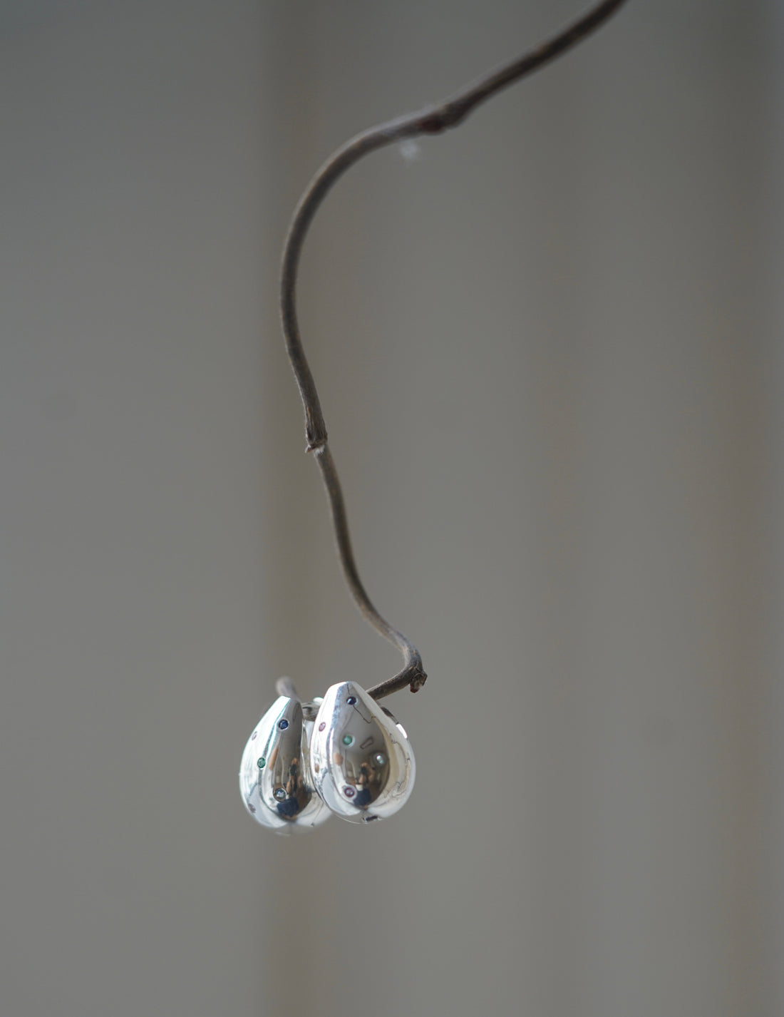 Boucles d'oreilles pendantes multi-pierres・Argent 