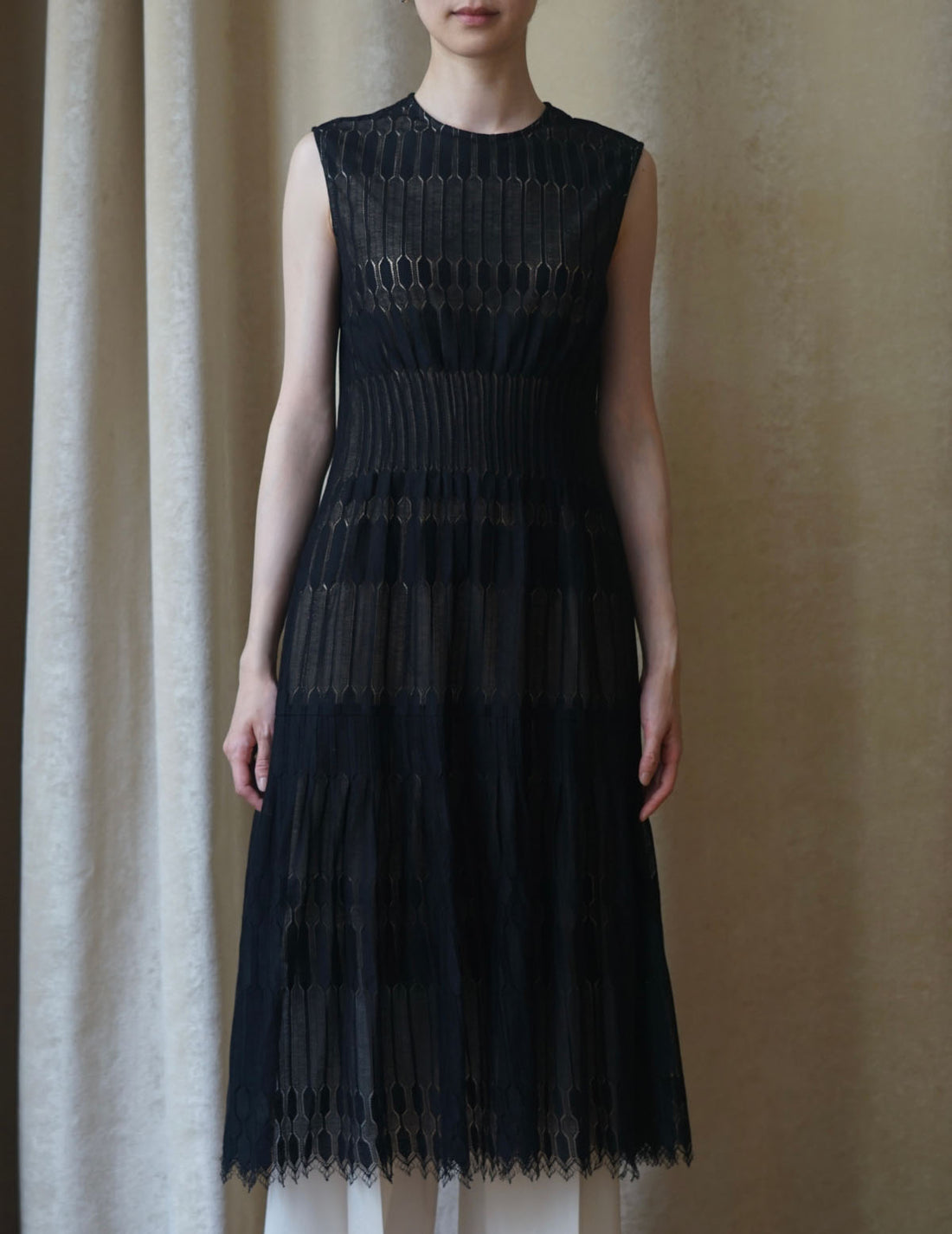 Sun Yu Hong | GEOMETRIC LACE DRESS・Black