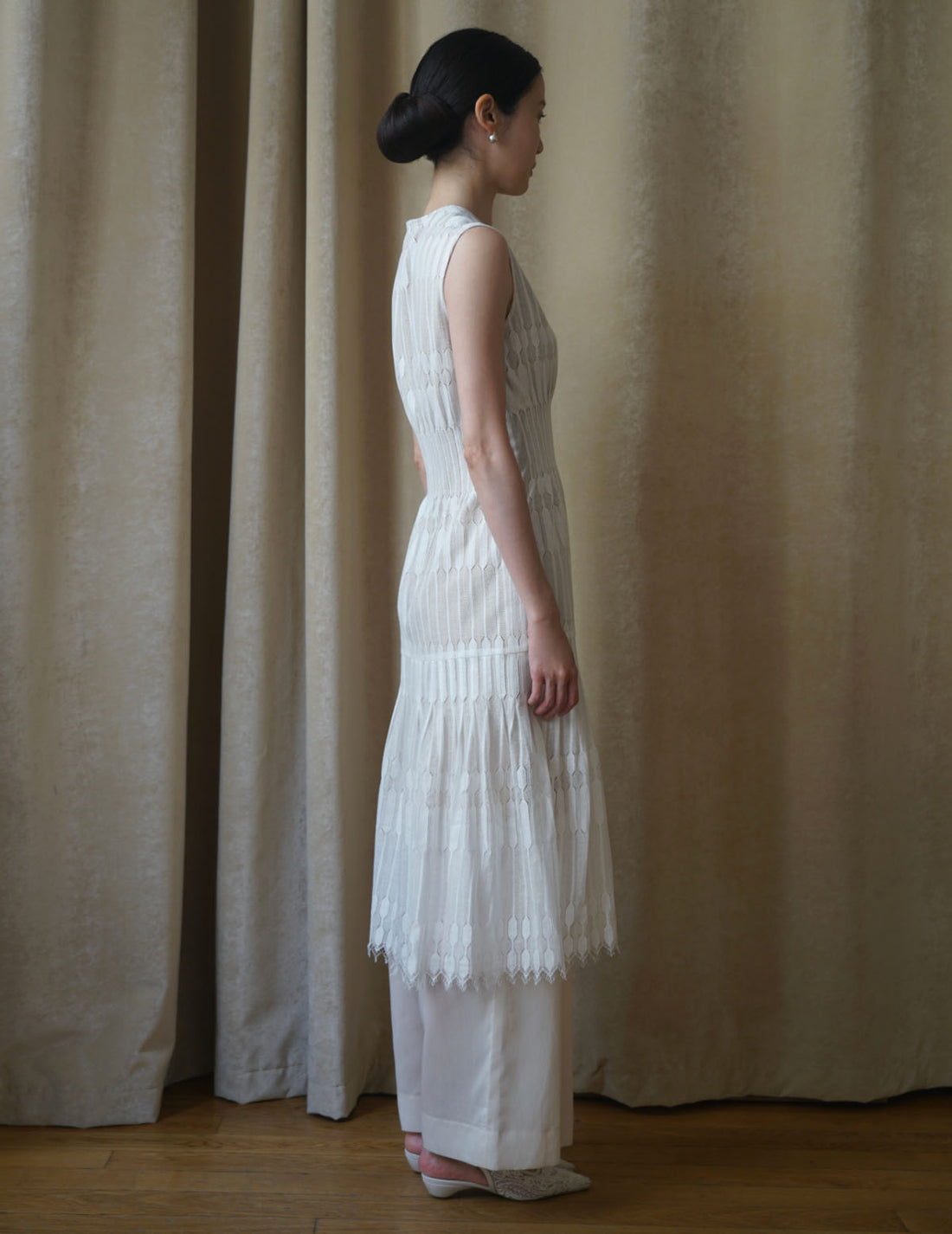 Pre-order｜Geometric Lace Dress・White