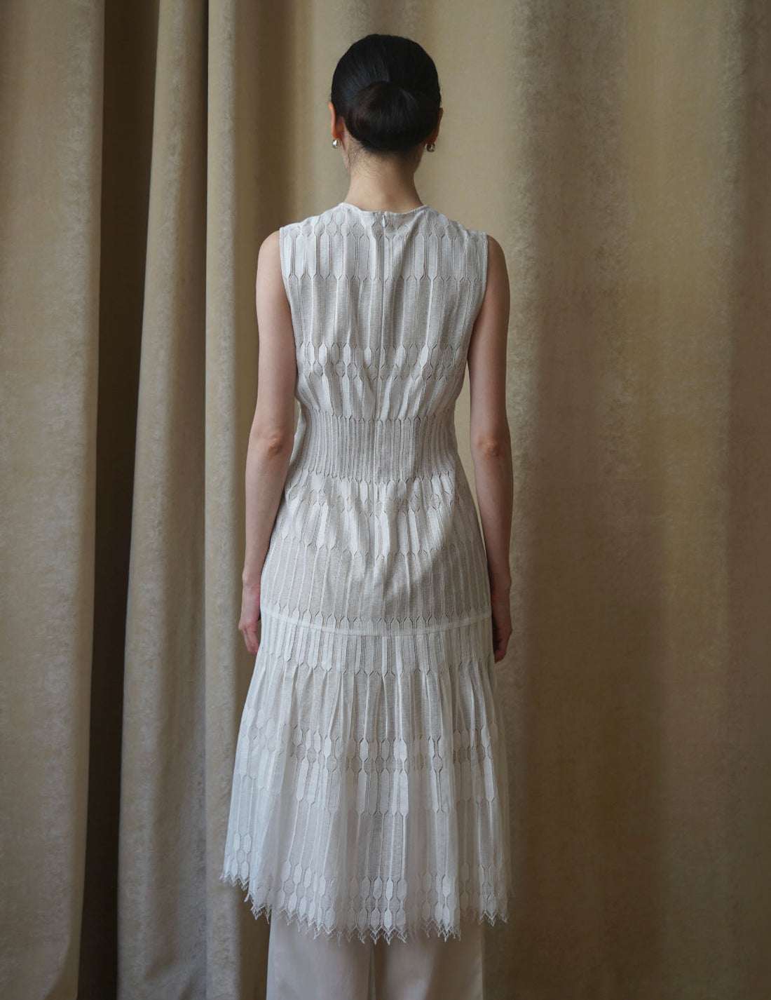 Pre-order｜Geometric Lace Dress・White