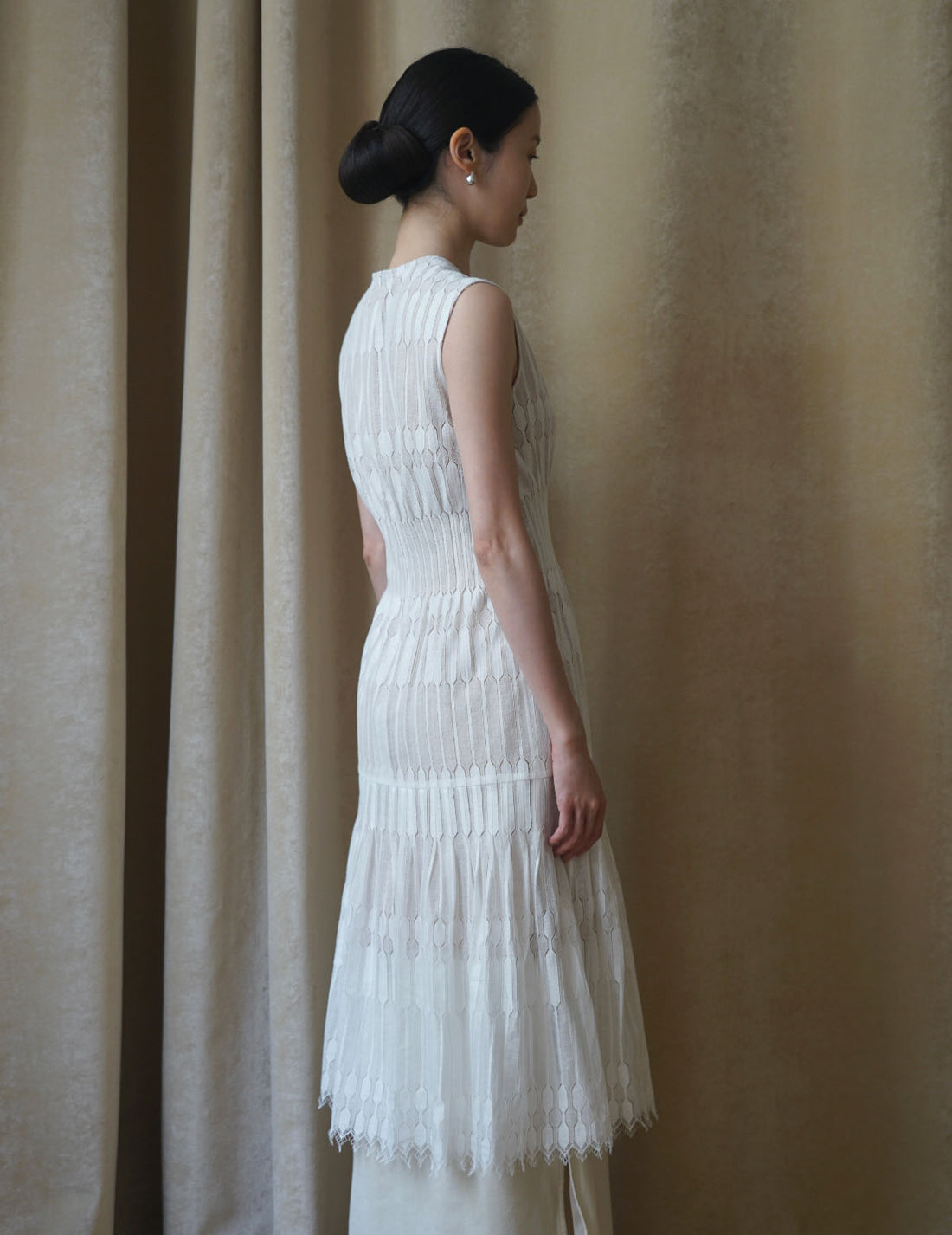 Pre-order｜Geometric Lace Dress・White