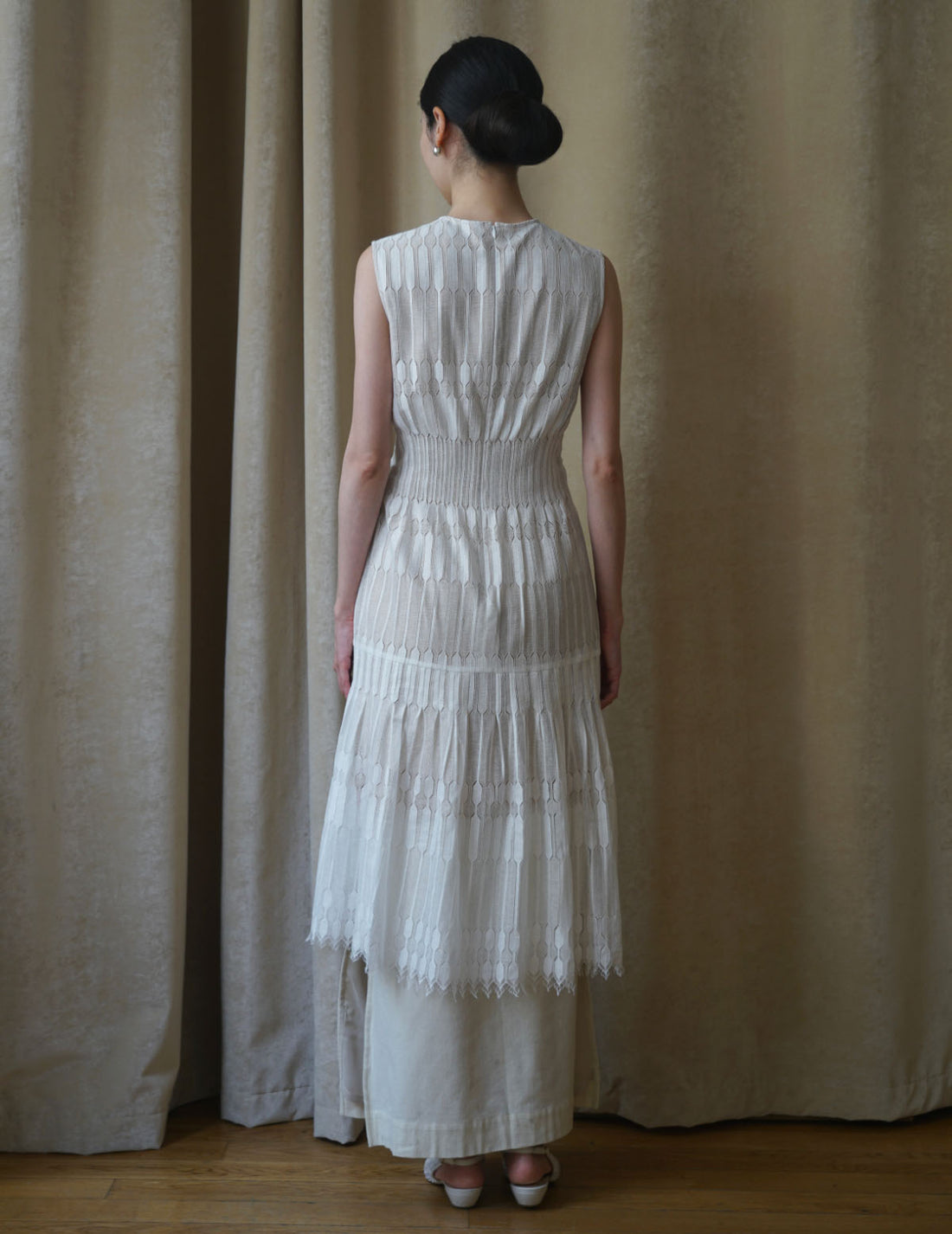 Pre-order｜Geometric Lace Dress・White