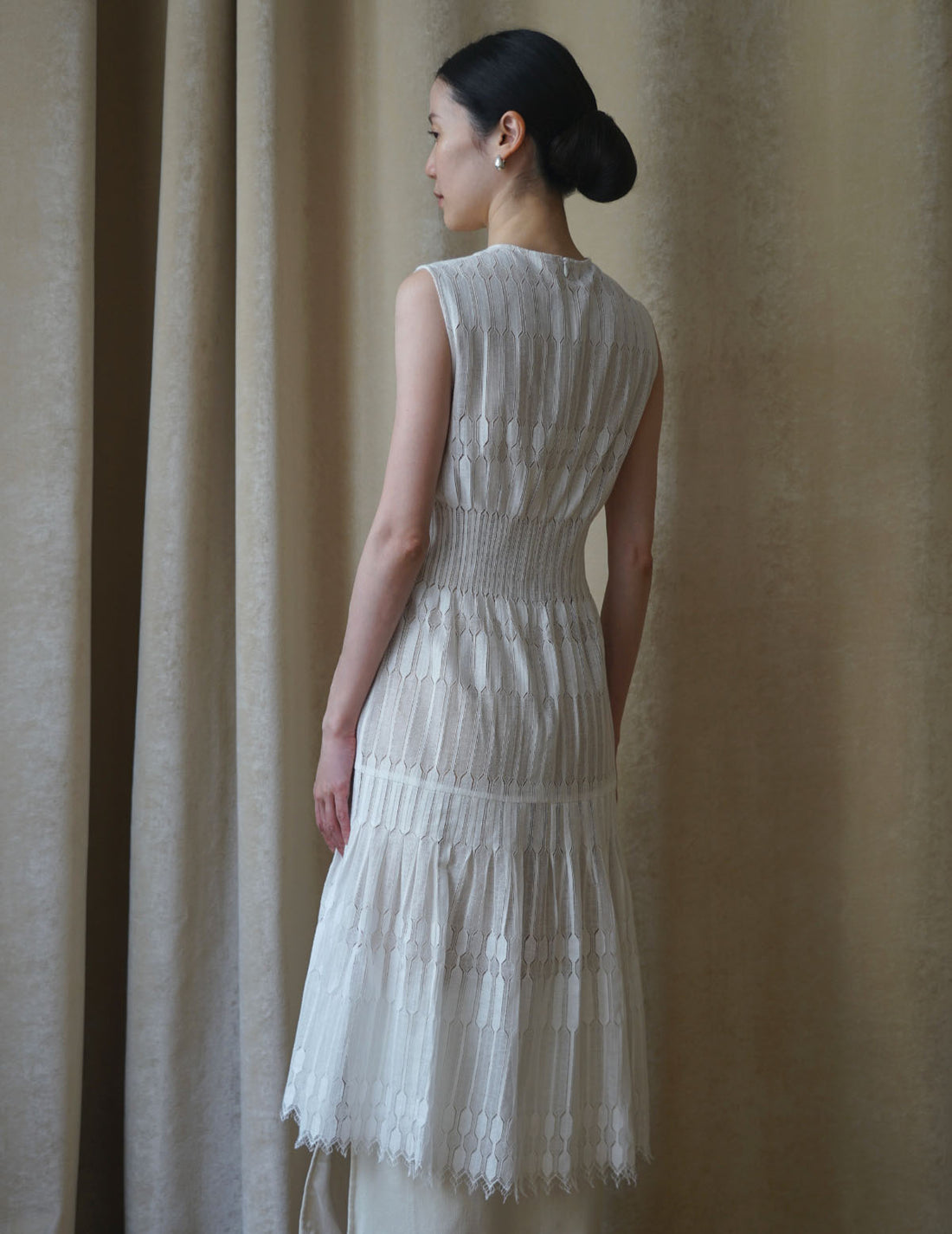 Pre-order｜Geometric Lace Dress・White