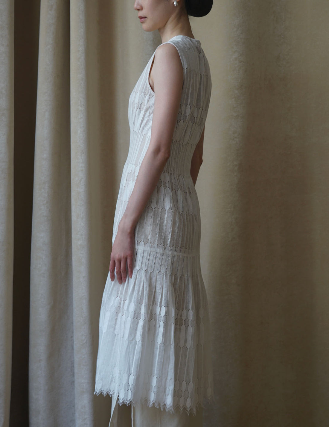 Pre-order｜Geometric Lace Dress・White