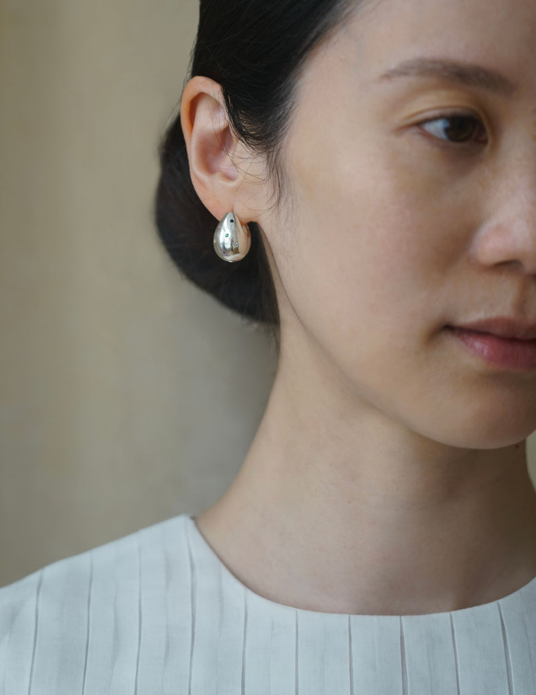 Boucles d'oreilles pendantes multi-pierres・Argent 