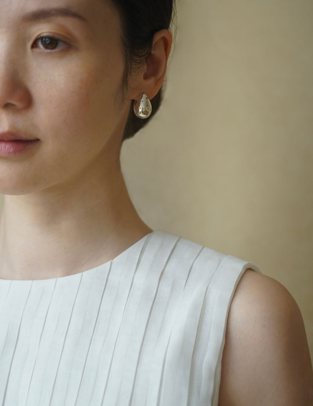 Boucles d'oreilles pendantes multi-pierres・Argent 