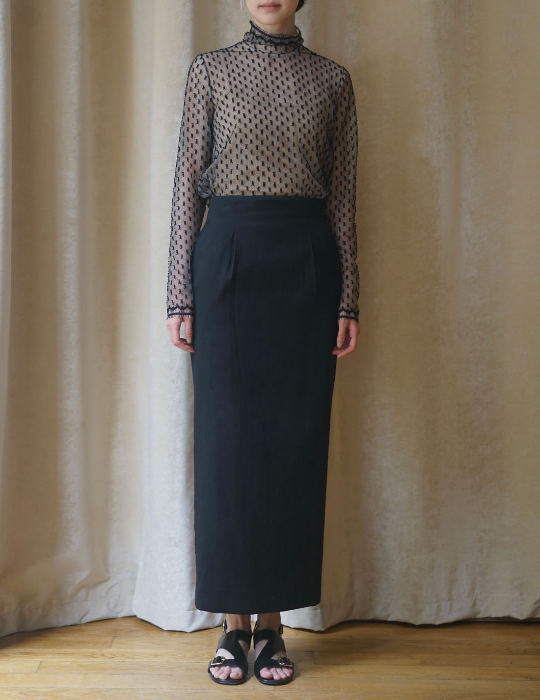 SUN YUHONG | Frayed Polka Dot Blouse - Black - M