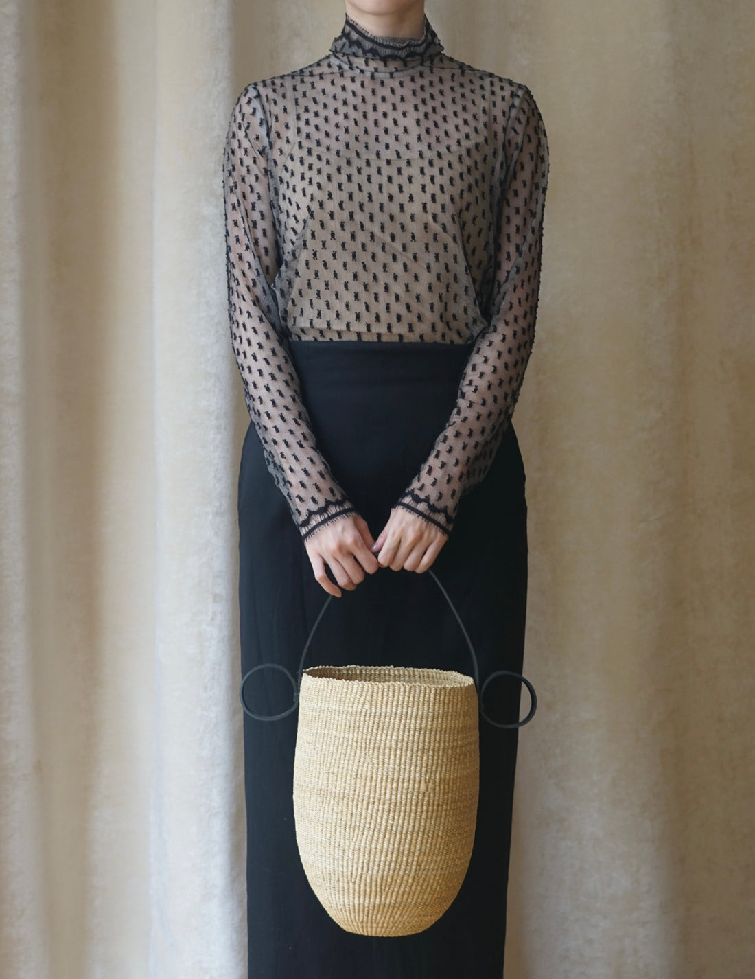 SUN YUHONG | Frayed Polka Dot Blouse - Black - M