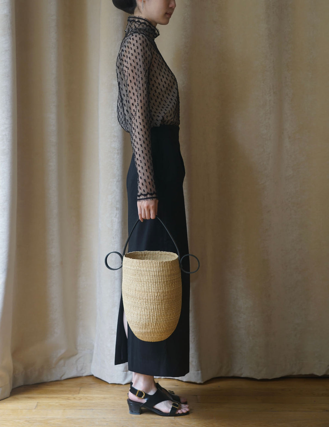 SUN YUHONG | Frayed Polka Dot Blouse - Black - M