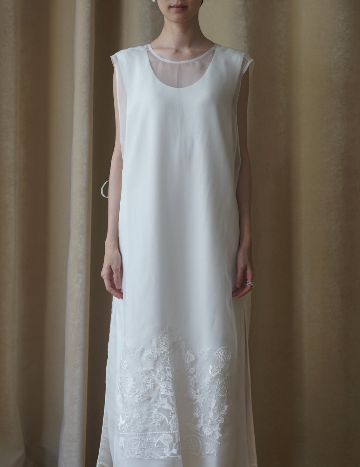 DELEGAN | Naked Milk Dress with inner dress-Milk