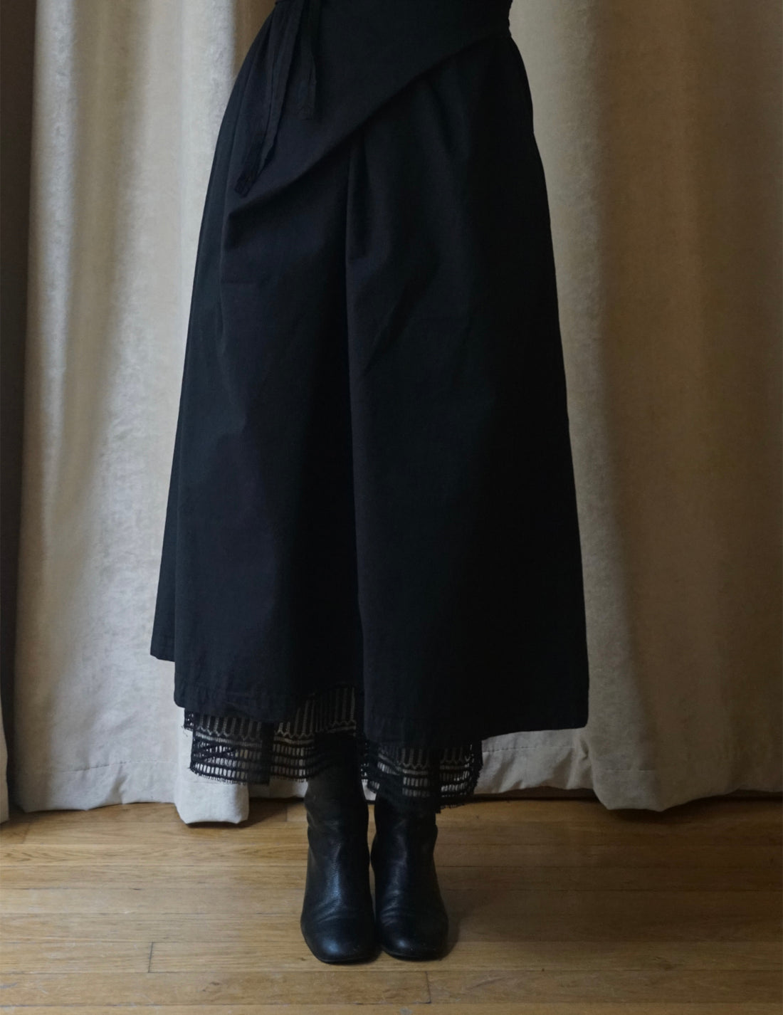 COSMIC WONDER | Organic Cotton Shirt Wrapped Dress	 - Black