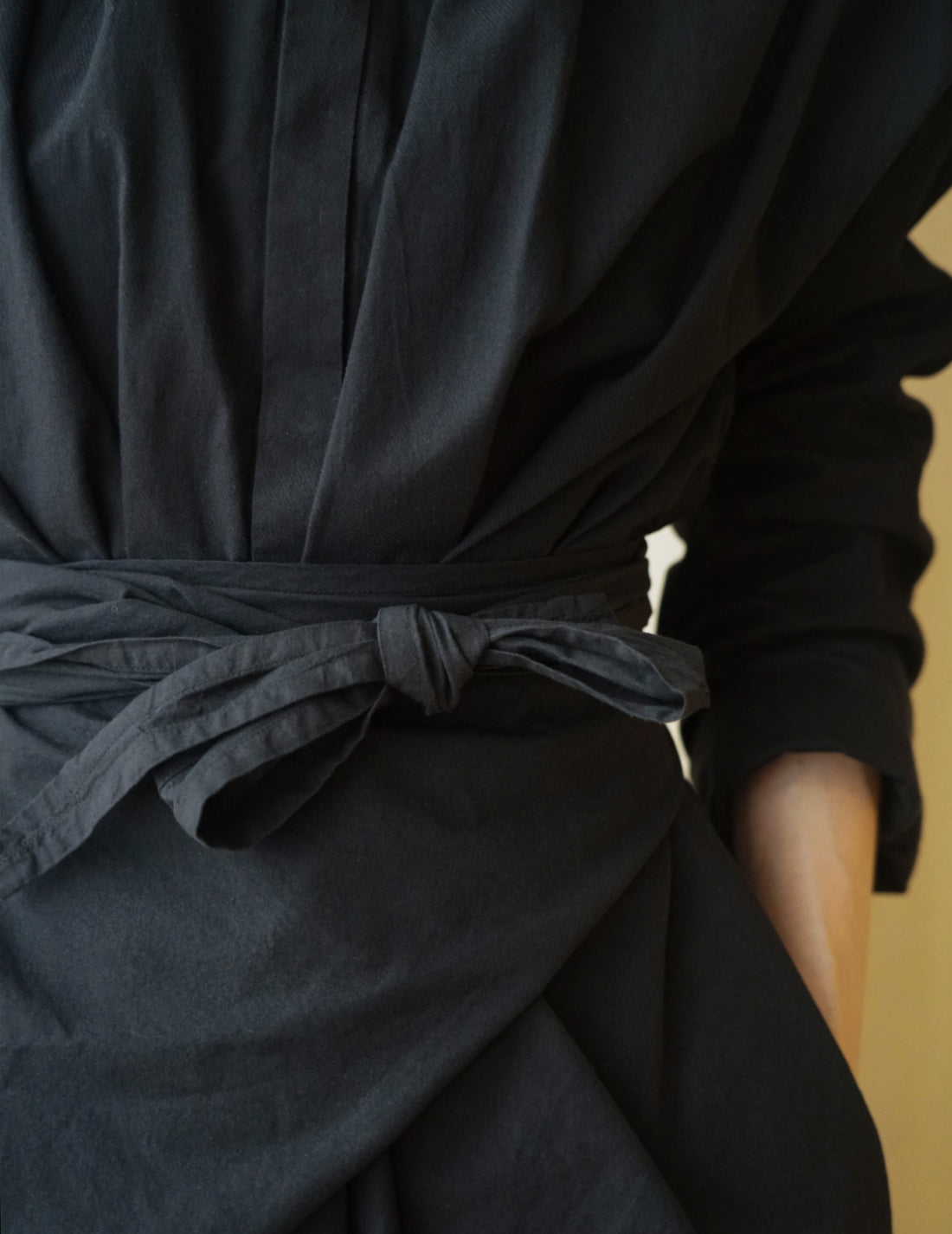 COSMIC WONDER | Organic Cotton Shirt Wrapped Dress	 - Black
