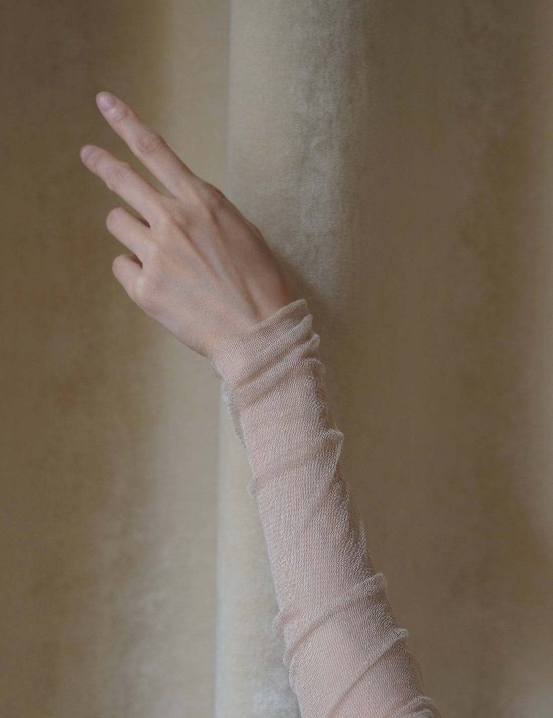 Haut en tulle de soie T De Tul・Beige