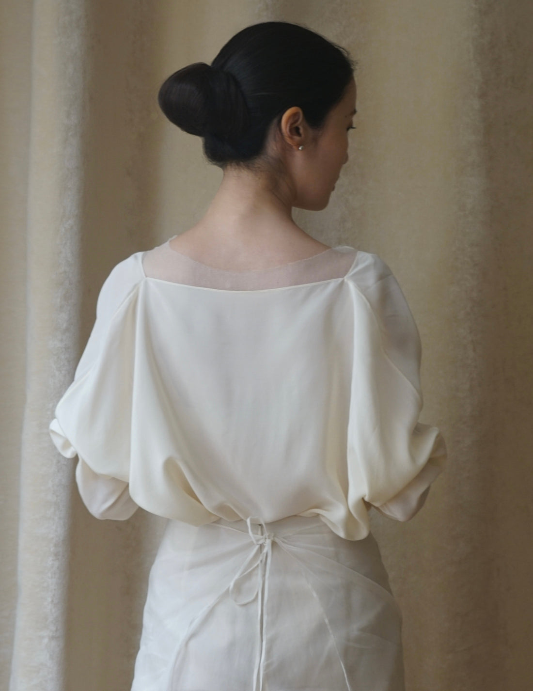 Haut en tulle de soie T De Tul・Ivoire