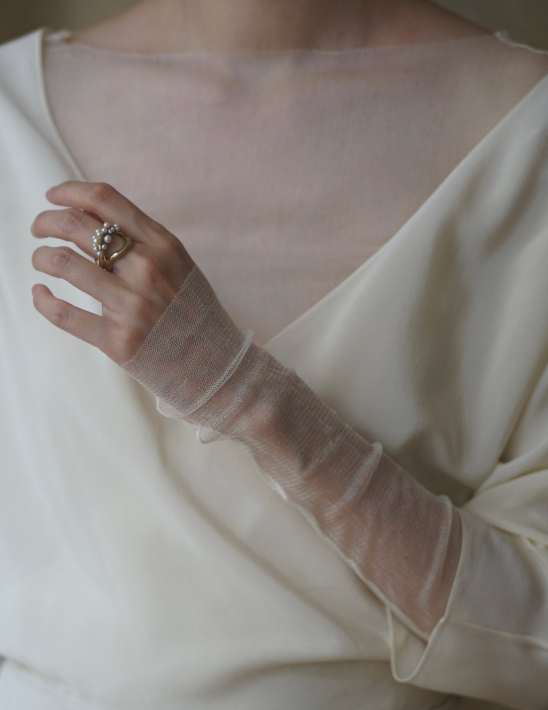 Haut en tulle de soie T De Tul・Ivoire