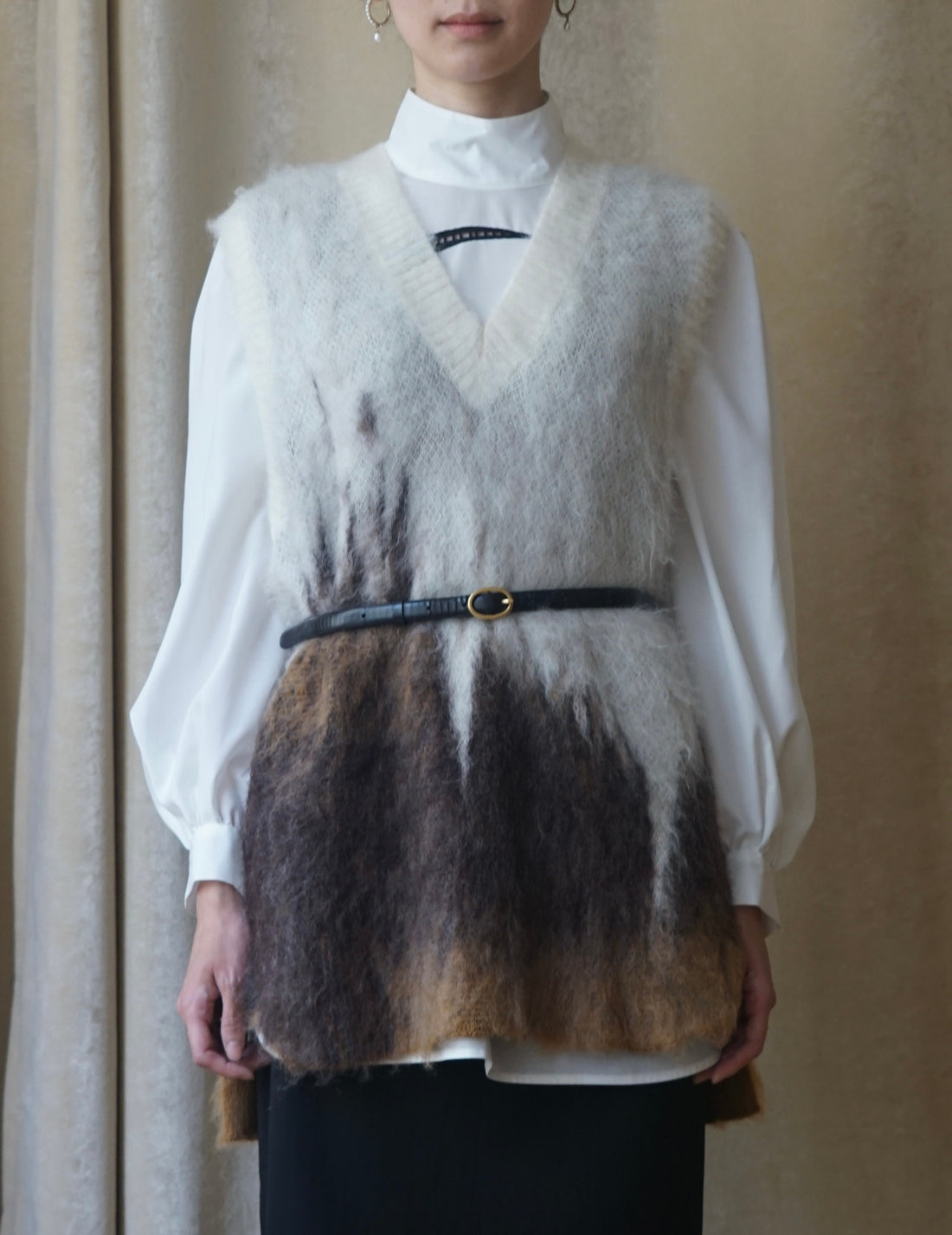 MAME KUROGOUCHI | Cow Hide Leather Narrow Belt・Black