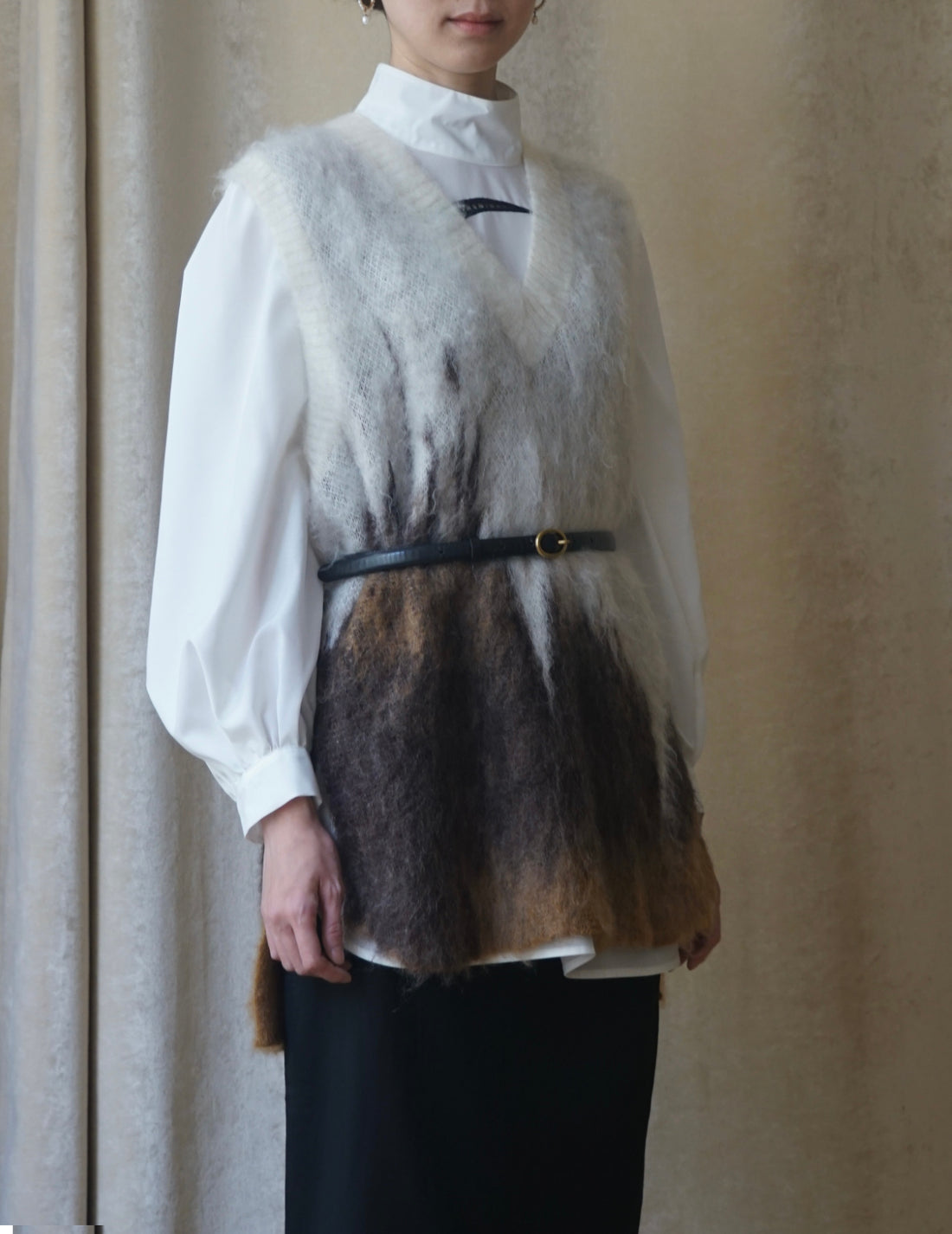 MAME KUROGOUCHI | Cow Hide Leather Narrow Belt・Black