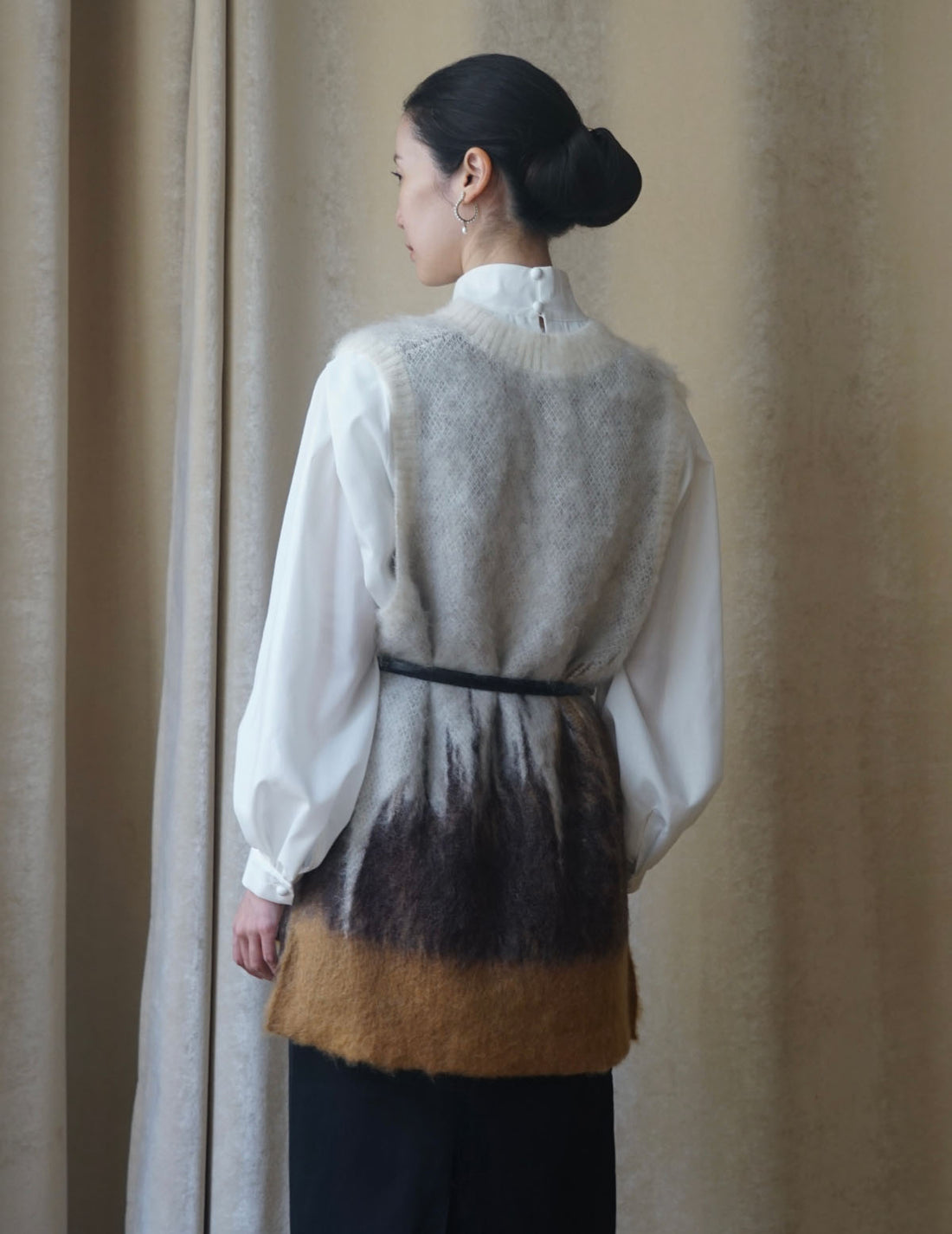 MAME KUROGOUCHI | Cow Hide Leather Narrow Belt・Black