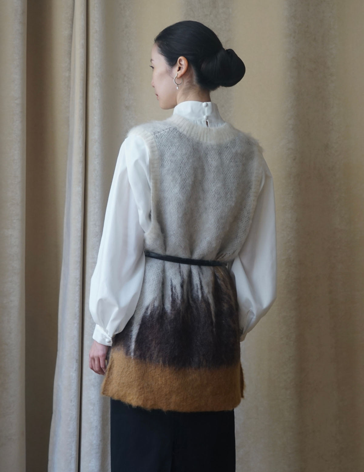 Cow Hide Leather Narrow Belt・Black