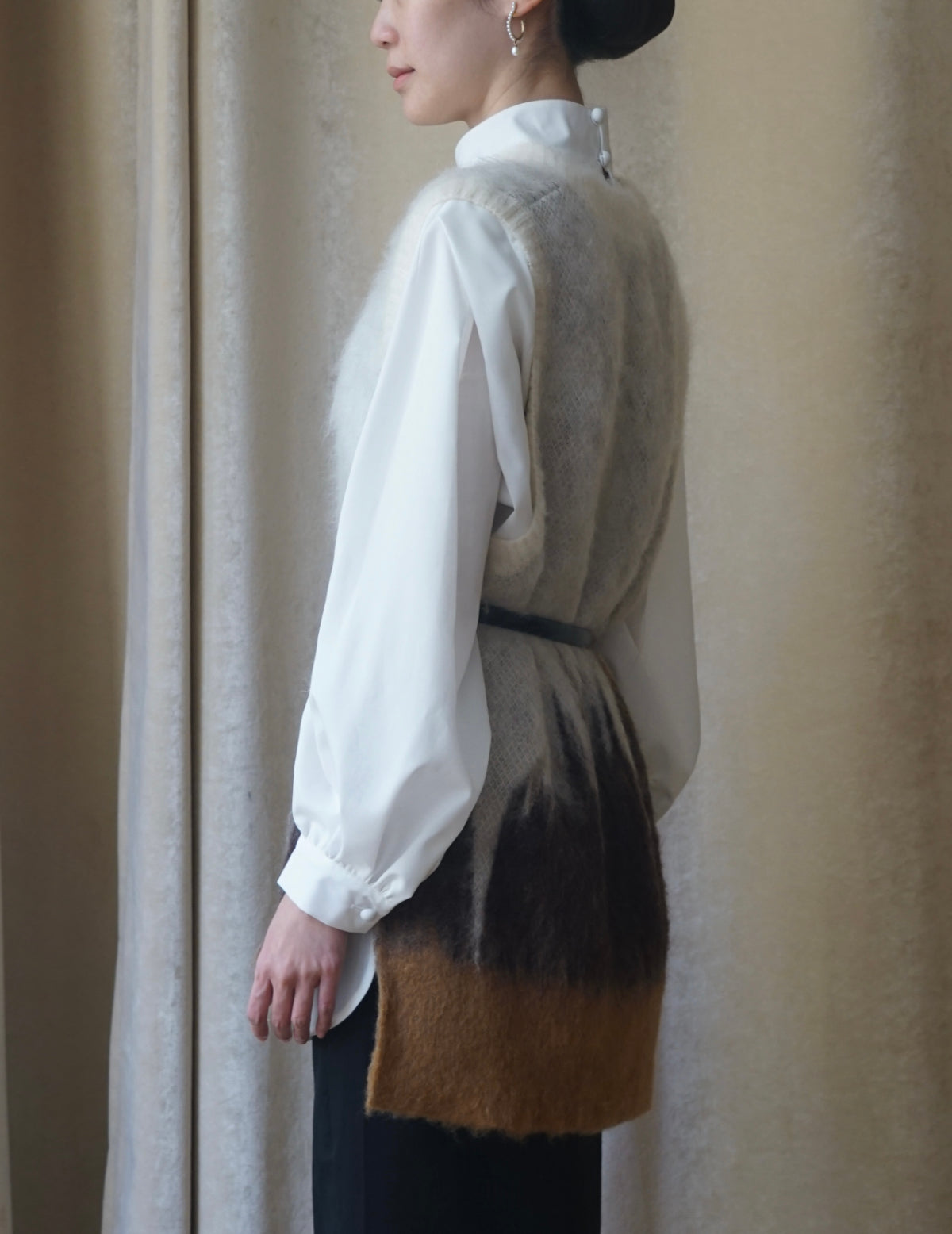 Cow Hide Leather Narrow Belt・Black