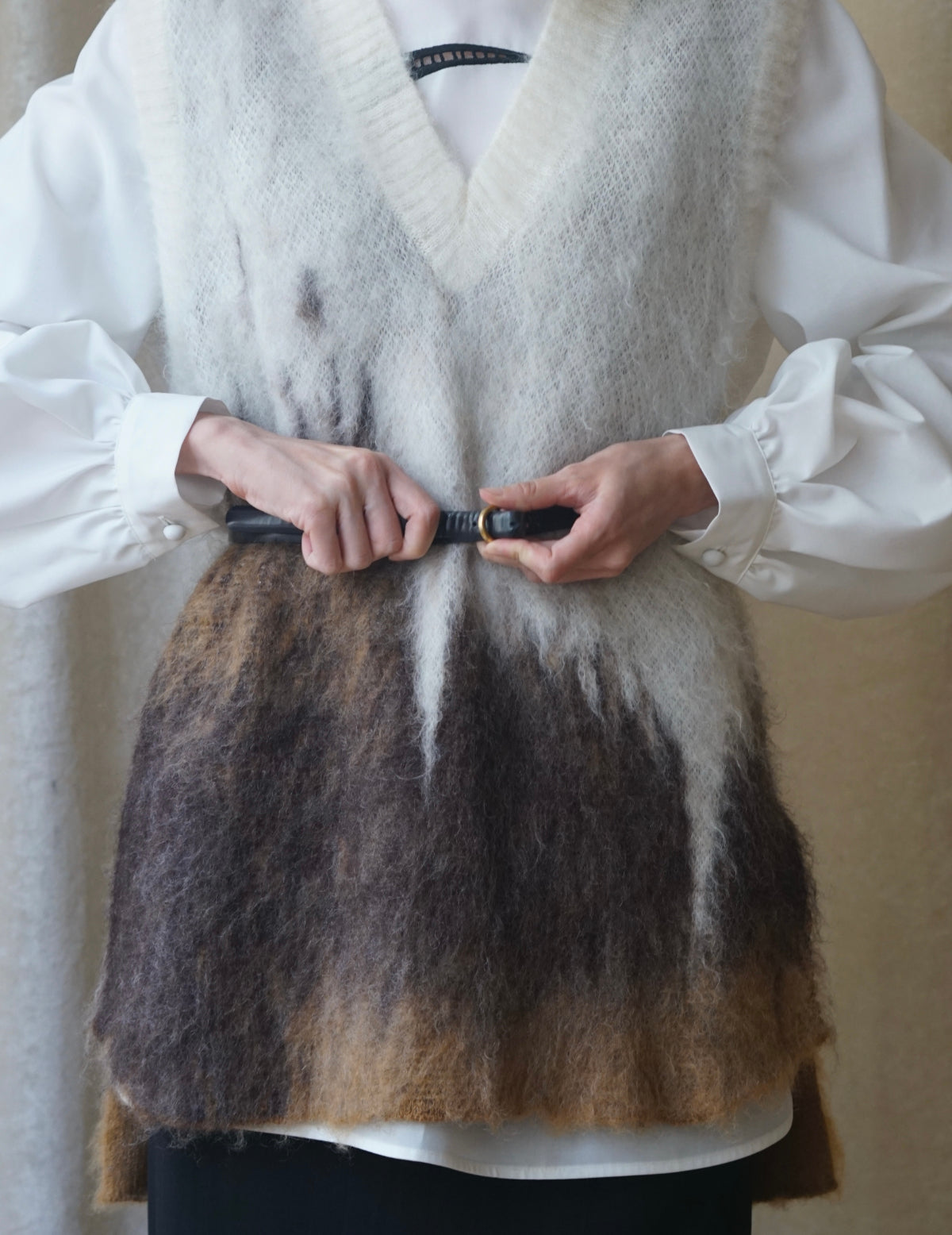 Cow Hide Leather Narrow Belt・Black