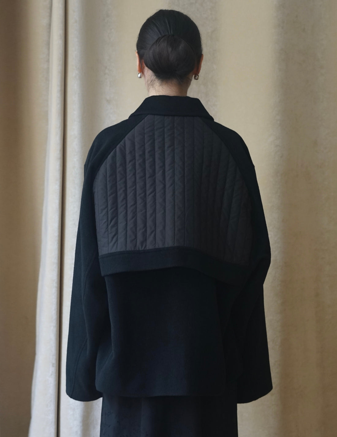 Le17SEPTEMBRE | Vertical Quilted Detail Jacket-Black-#44