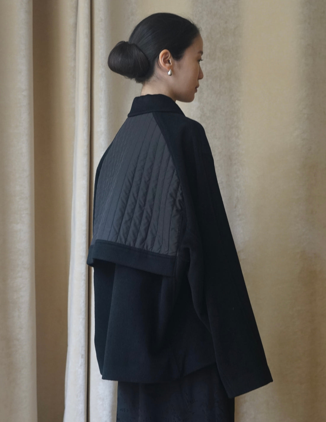 Le17SEPTEMBRE | Vertical Quilted Detail Jacket-Black-#44