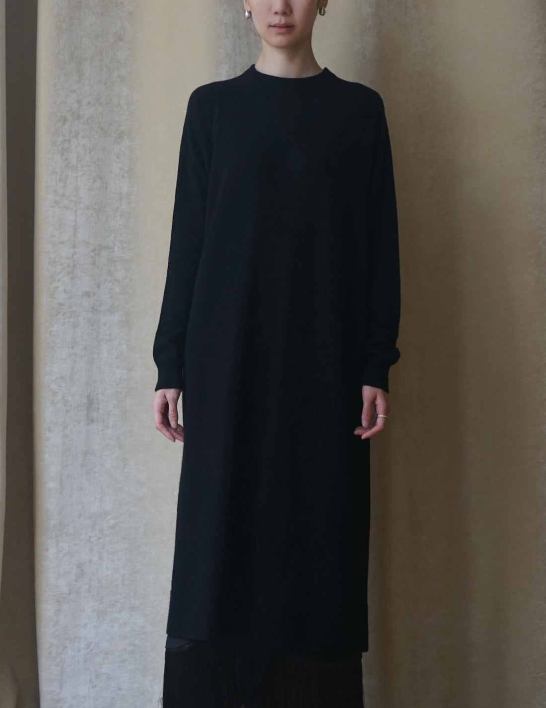 COSMIC WONDER |  CASHMERE SILK LONG DRESS・BLACK