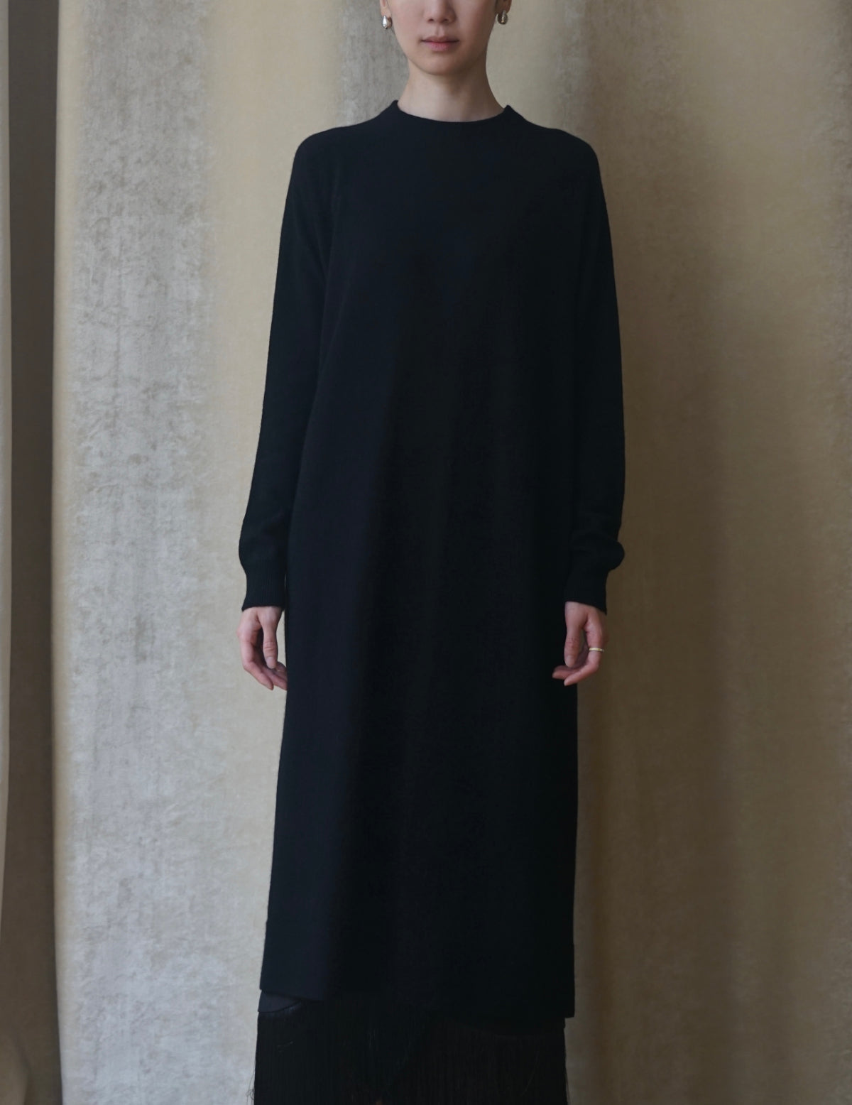 COSMIC WONDER |  CASHMERE SILK LONG DRESS・BLACK