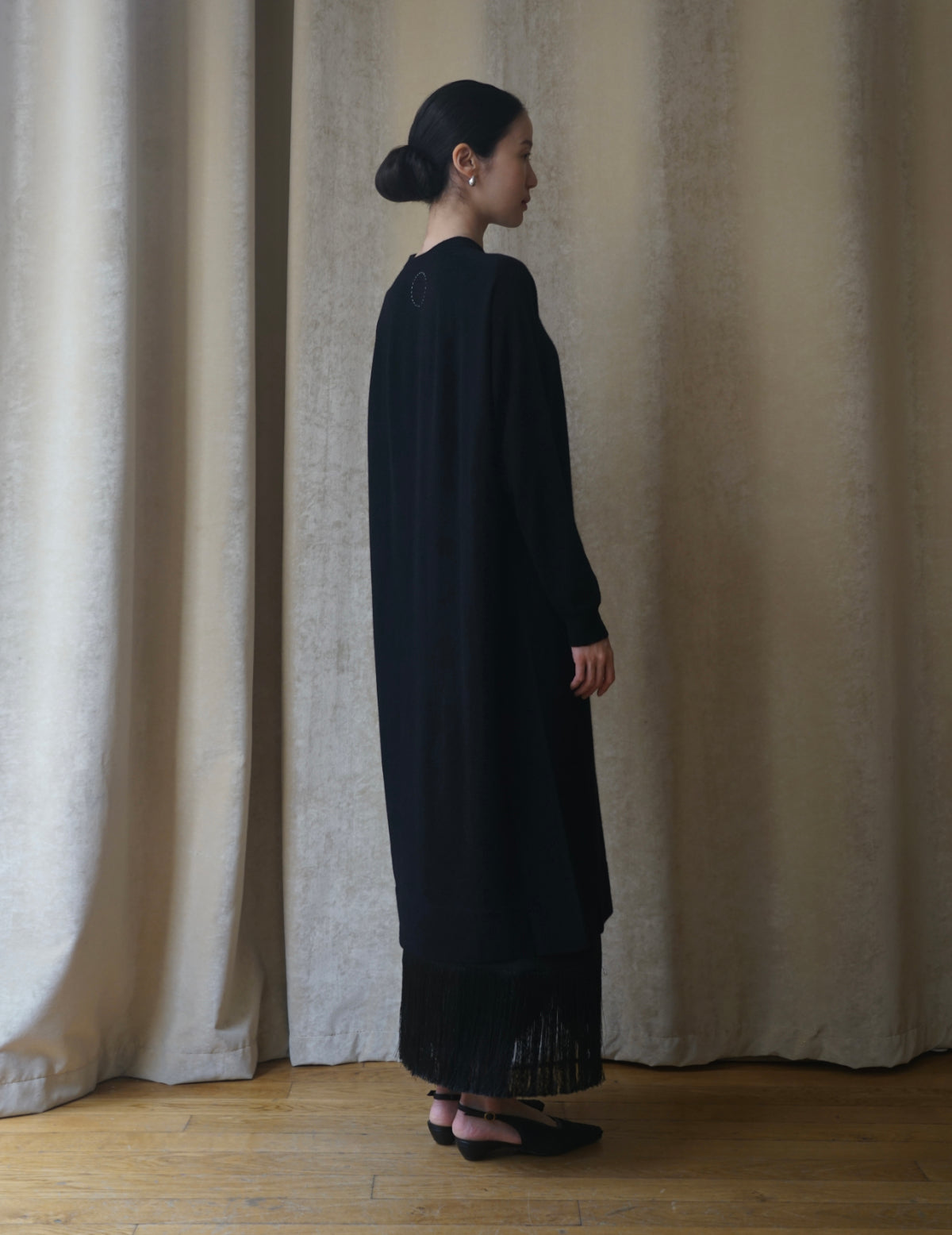 CASHMERE SILK LONG DRESS・BLACK
