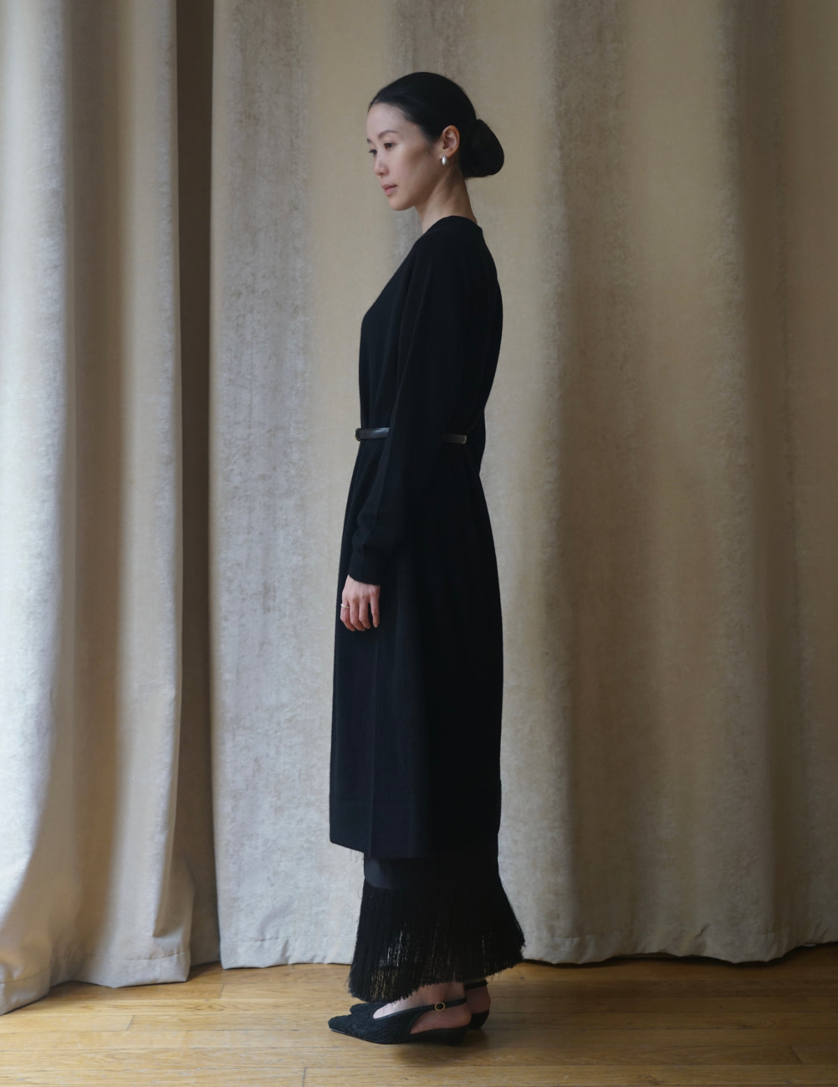 CASHMERE SILK LONG DRESS・BLACK