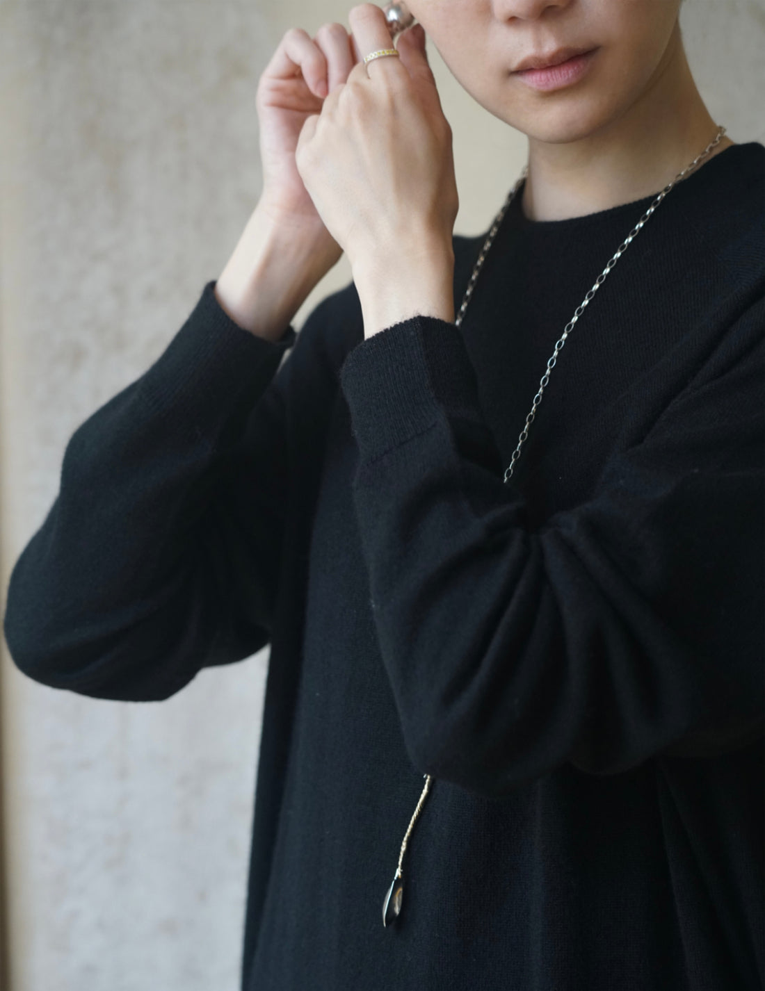 COSMIC WONDER |  CASHMERE SILK LONG DRESS・BLACK