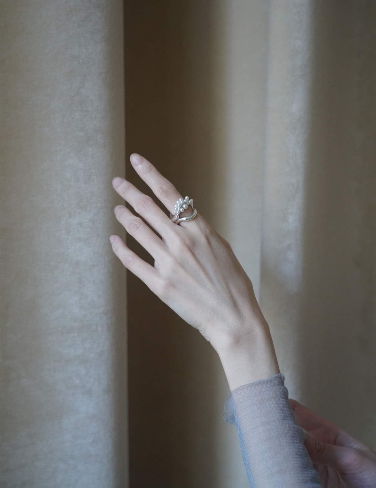 Double Wave Cluster Silver Ring - Silver #53