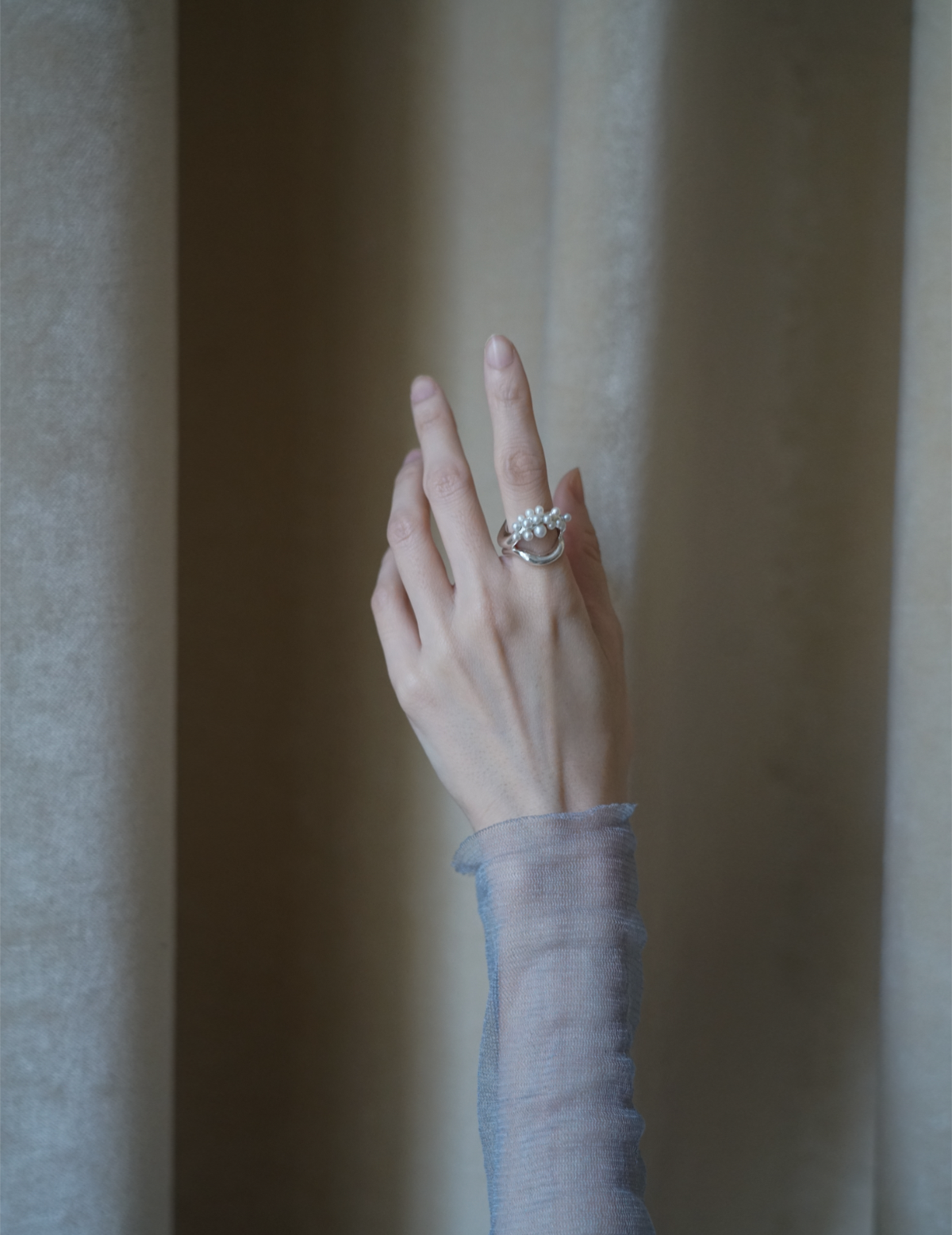 Double Wave Cluster Silver Ring - Silver #53