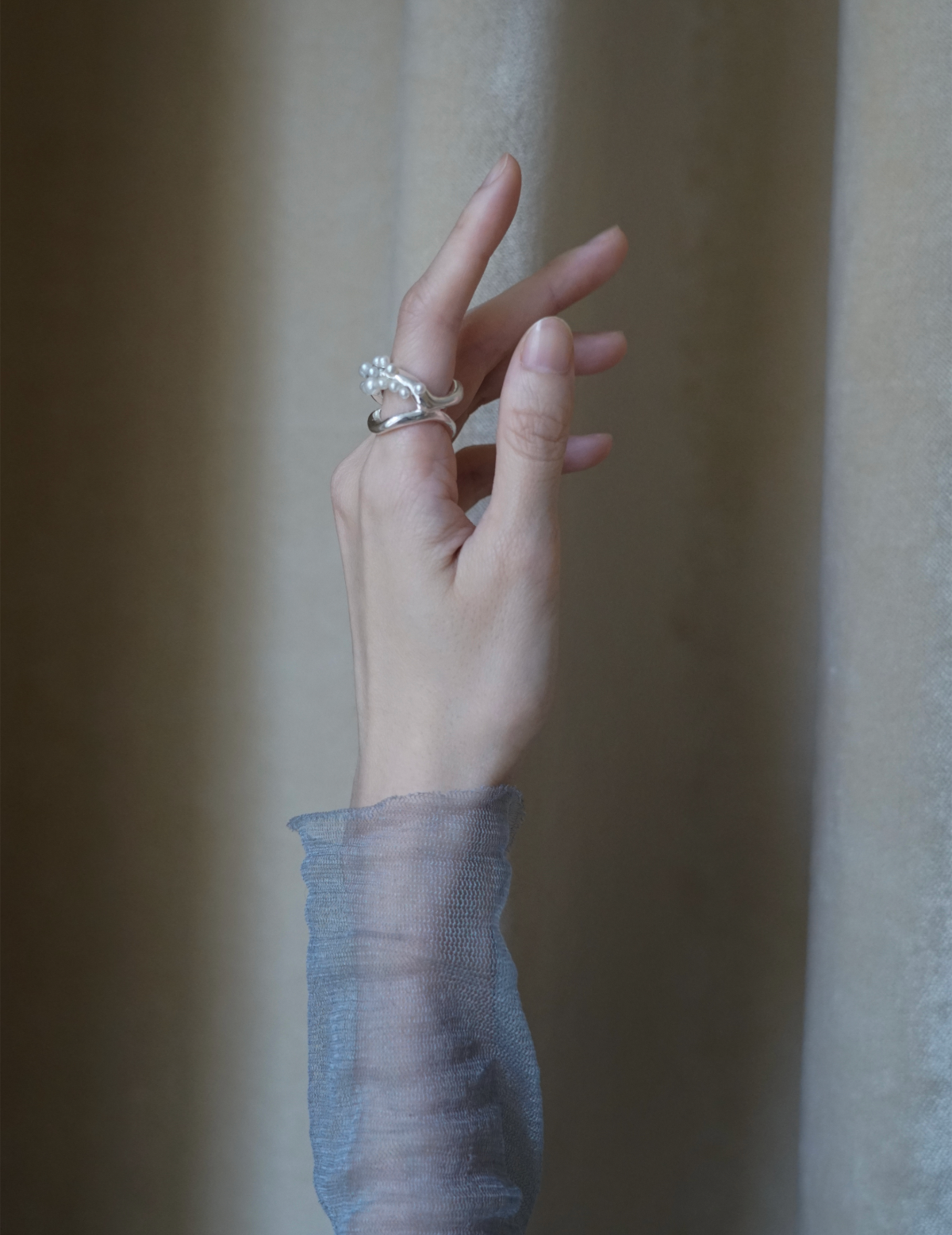 Double Wave Cluster Silver Ring - Silver #53