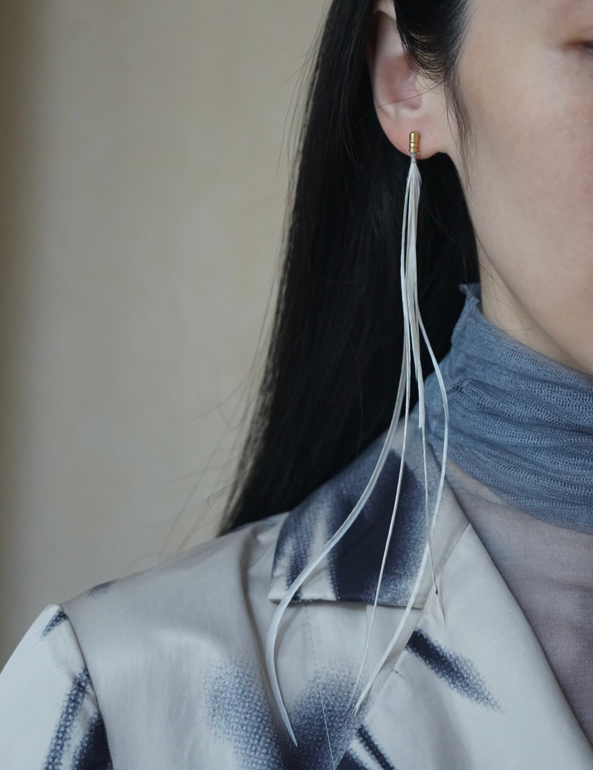 Feather Earring - White