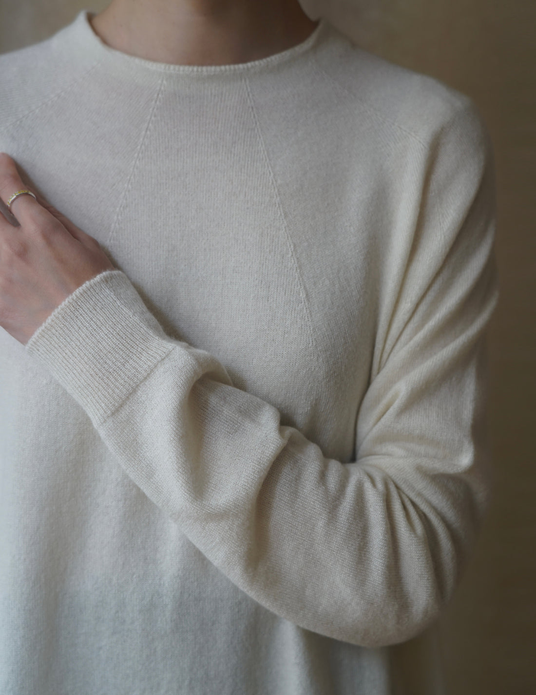 Pull en maille de soie et cachemire・Blanc