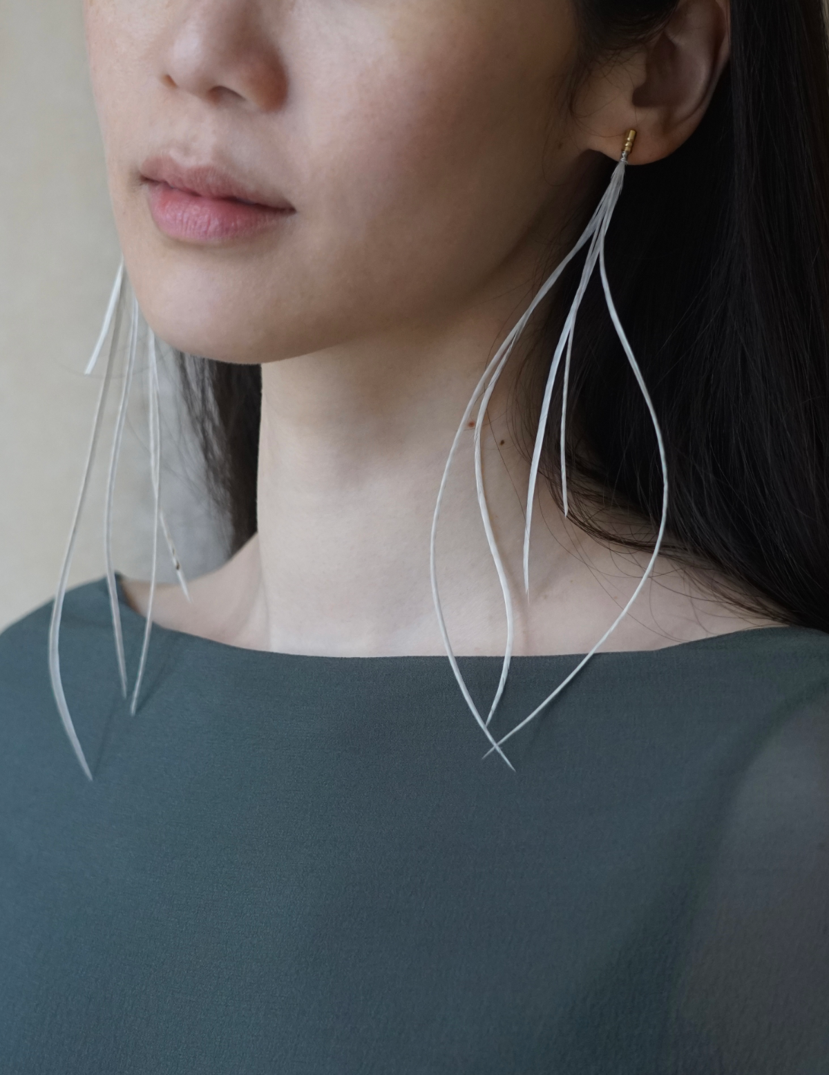 Feather Earring - White