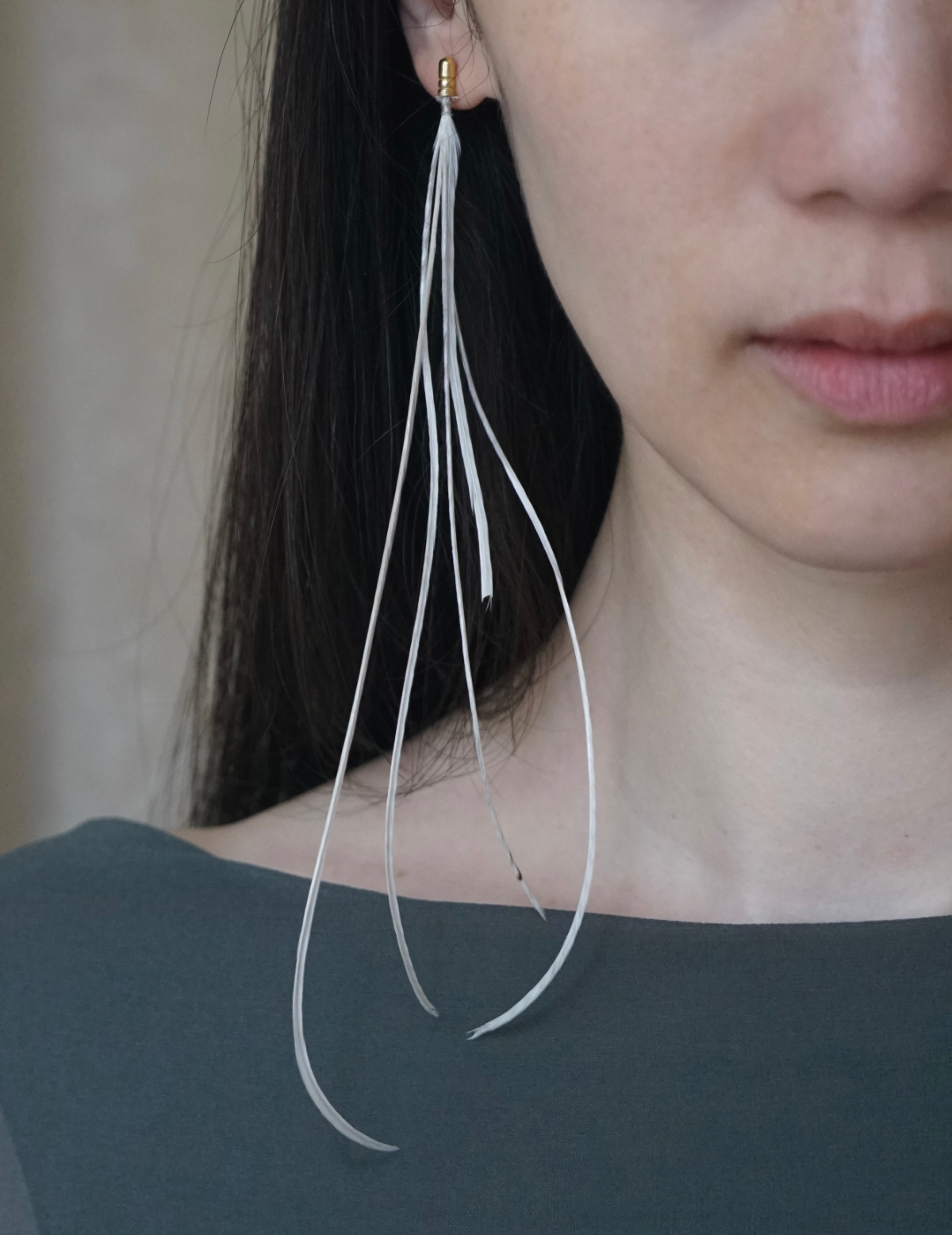 Feather Earring - White