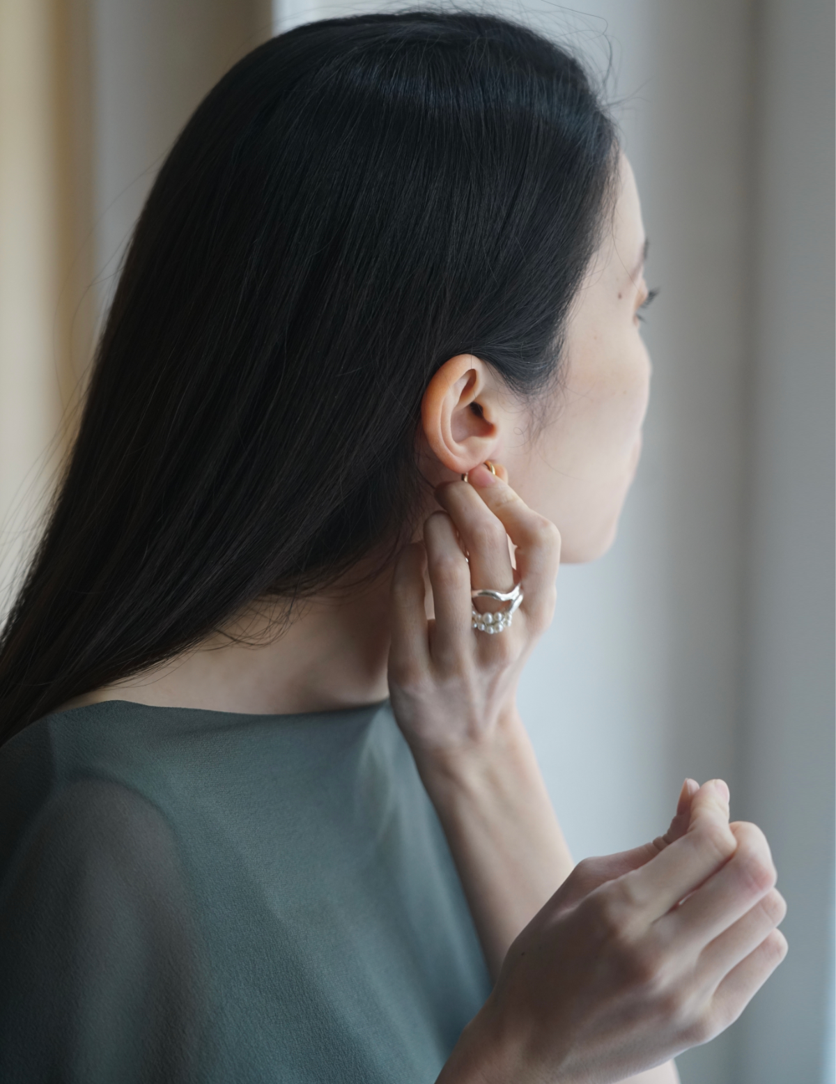 Double Wave Cluster Silver Ring - Silver #53