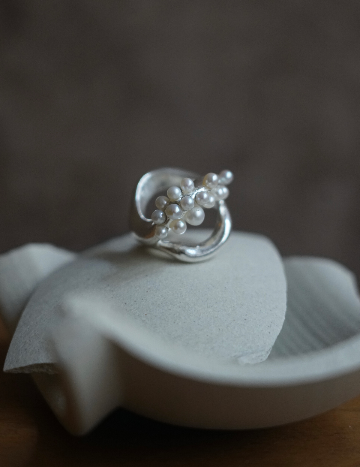 Double Wave Cluster Silver Ring - Silver #53