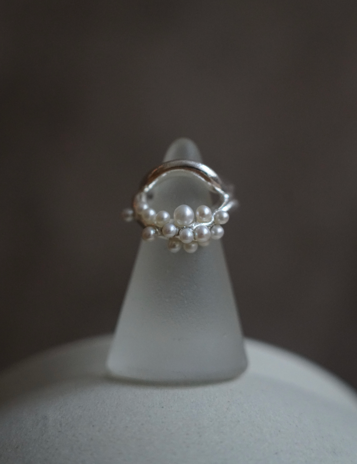 Double Wave Cluster Silver Ring - Silver #53