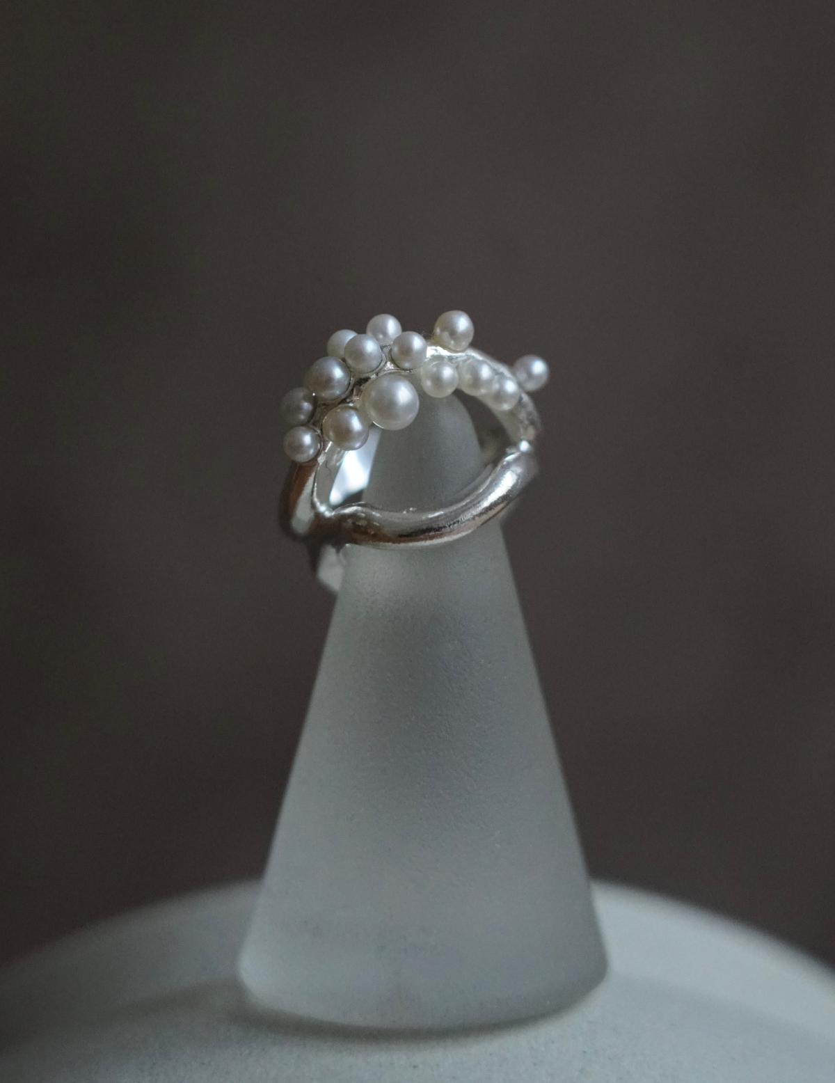 Double Wave Cluster Silver Ring - Silver #53