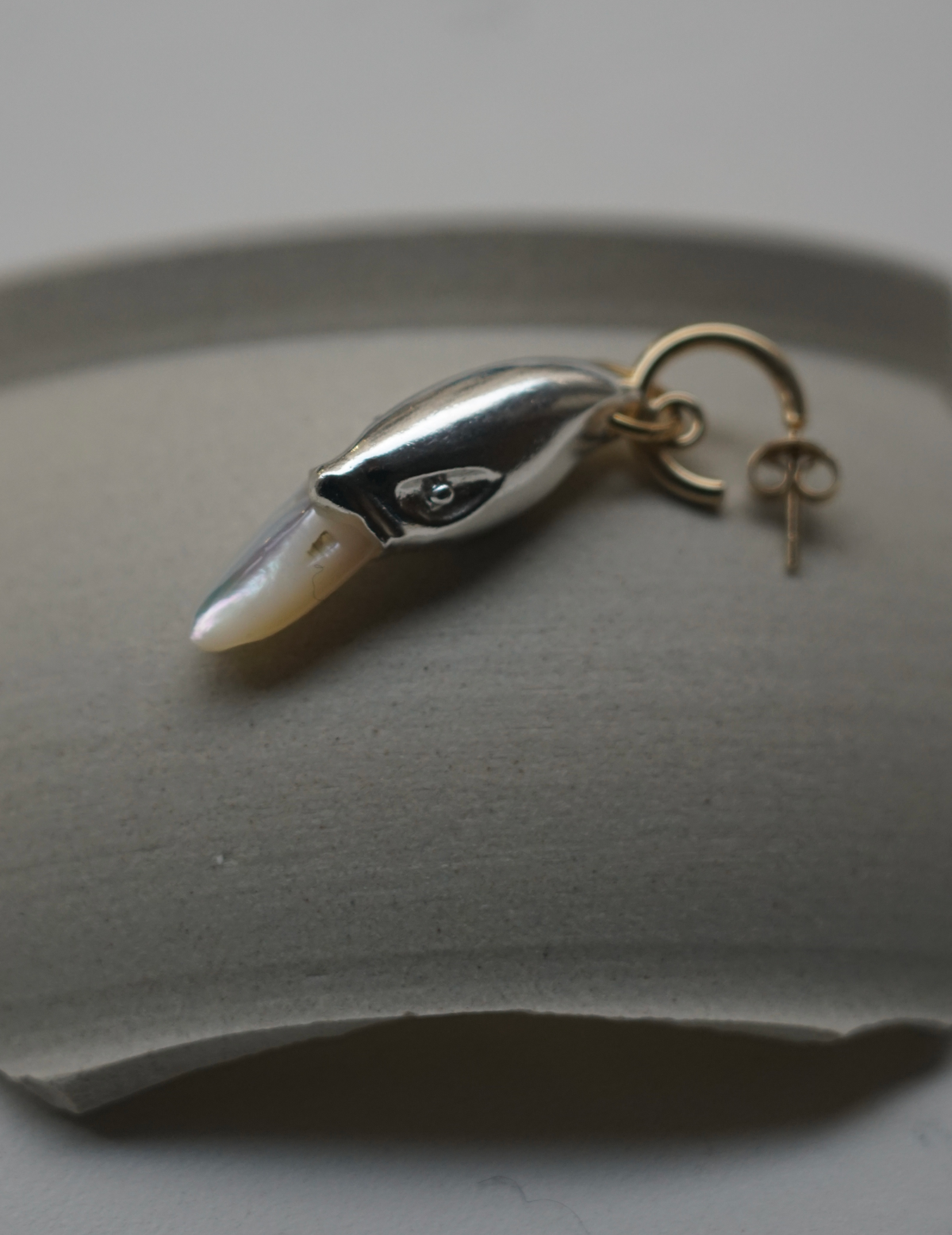 Silver Swan Earrings - Single