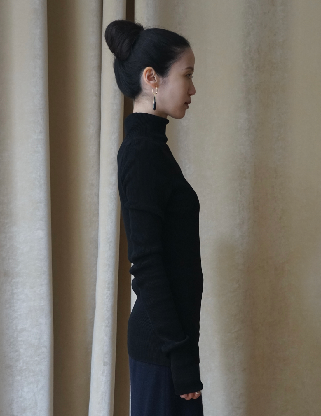 Haut en tricot côtelé à col montant