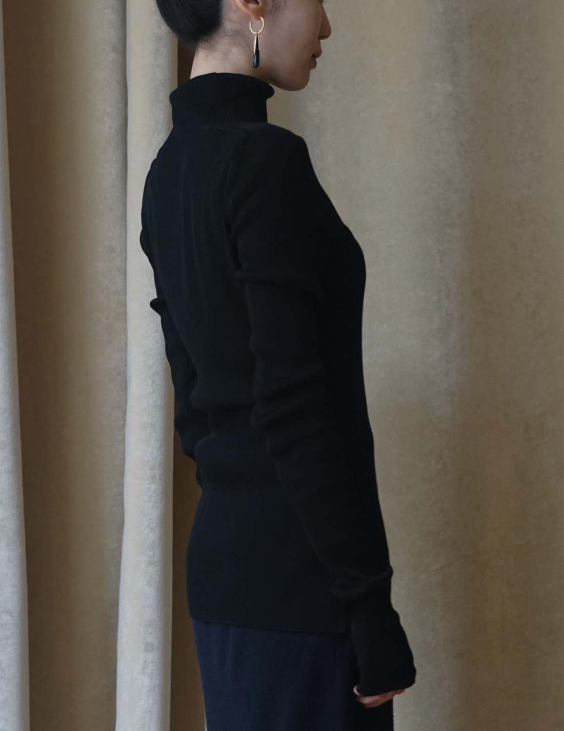 Haut en tricot côtelé à col montant